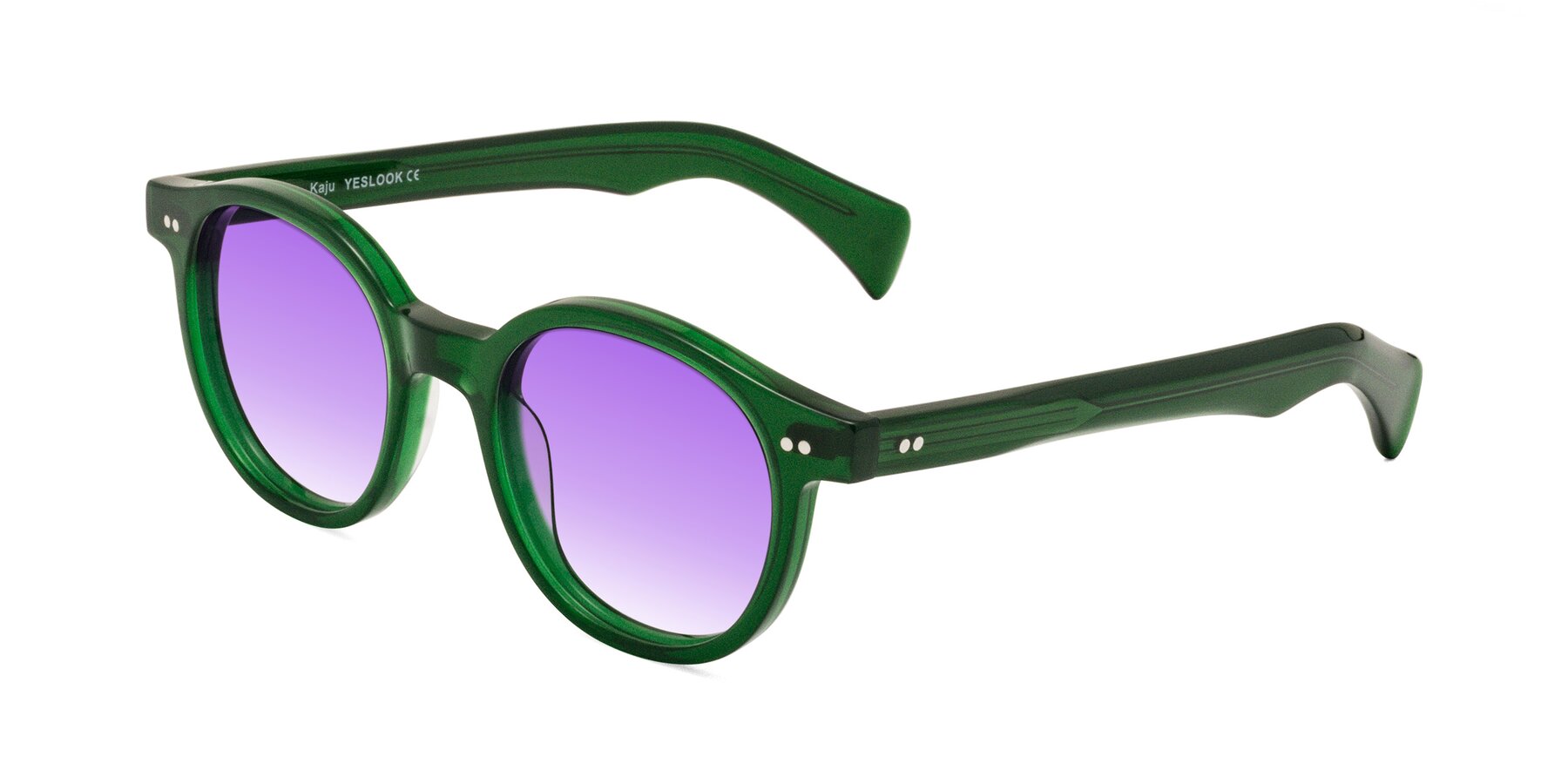 Angle of Kaju in Green with Purple Gradient Lenses