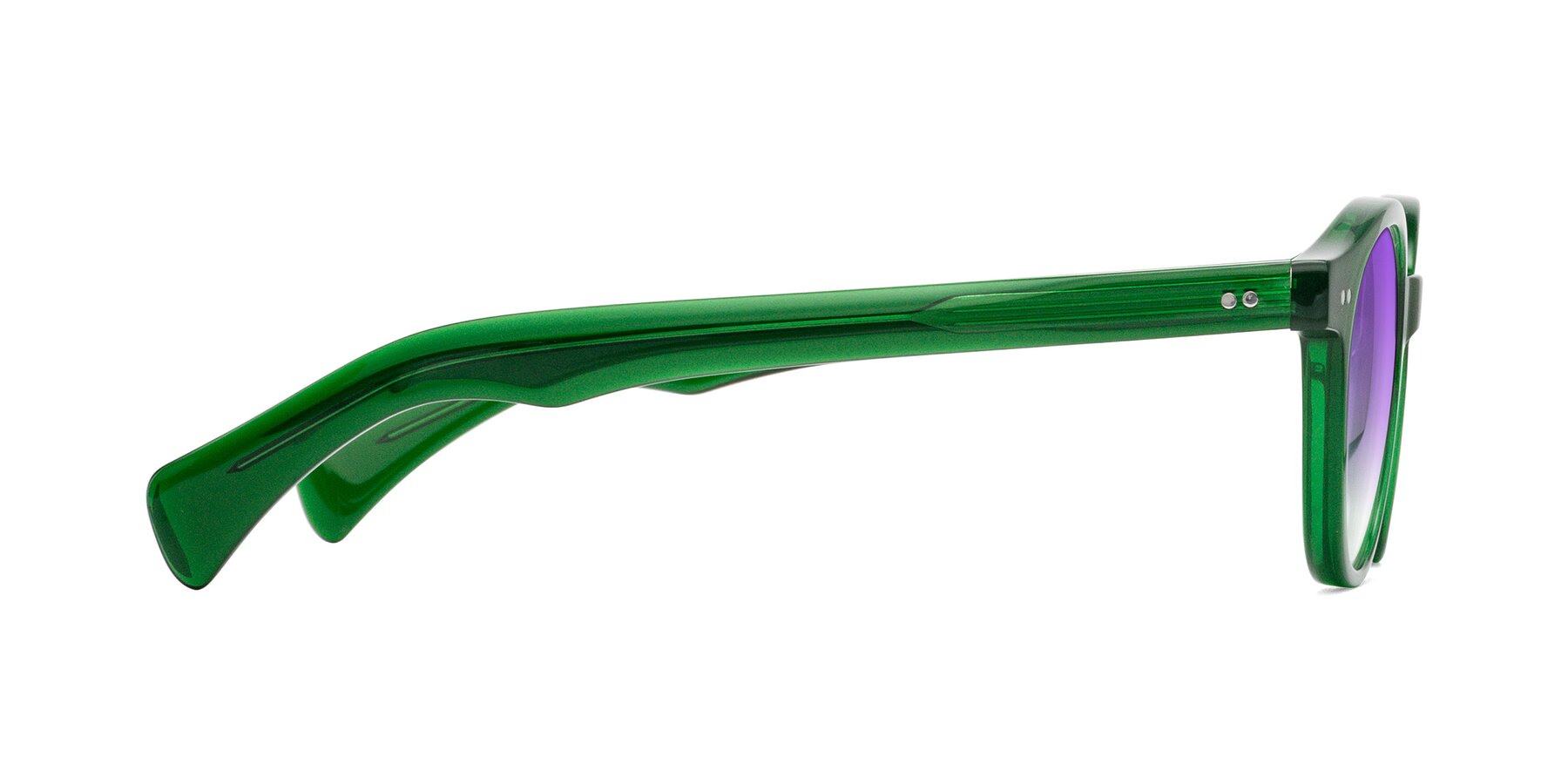 Side of Kaju in Green with Purple Gradient Lenses
