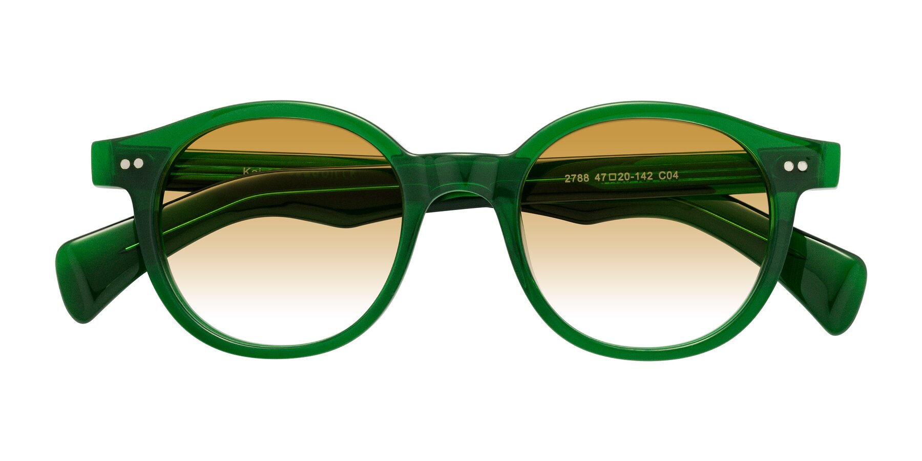 Folded Front of Kaju in Green with Champagne Gradient Lenses