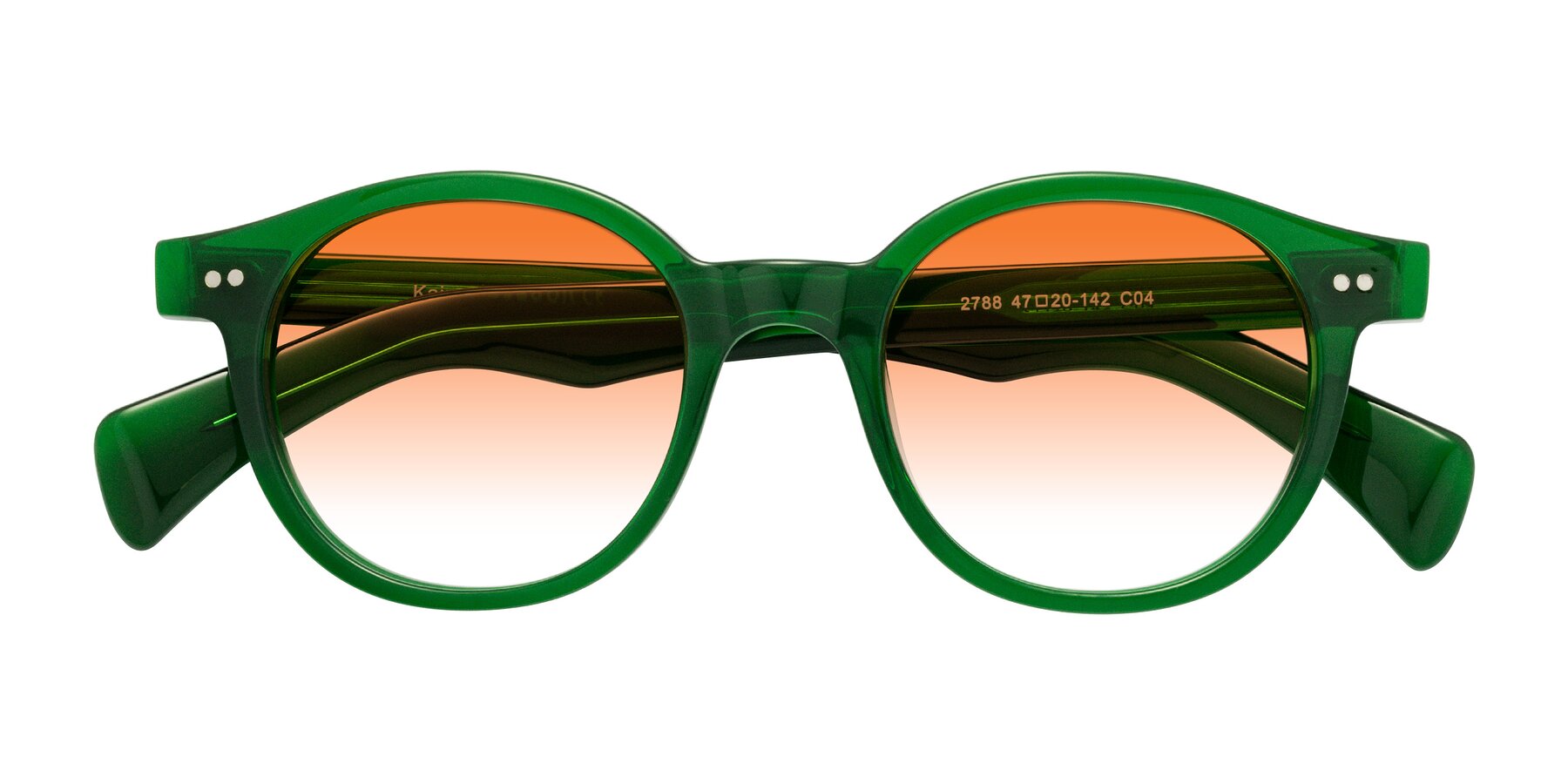 Folded Front of Kaju in Green with Orange Gradient Lenses