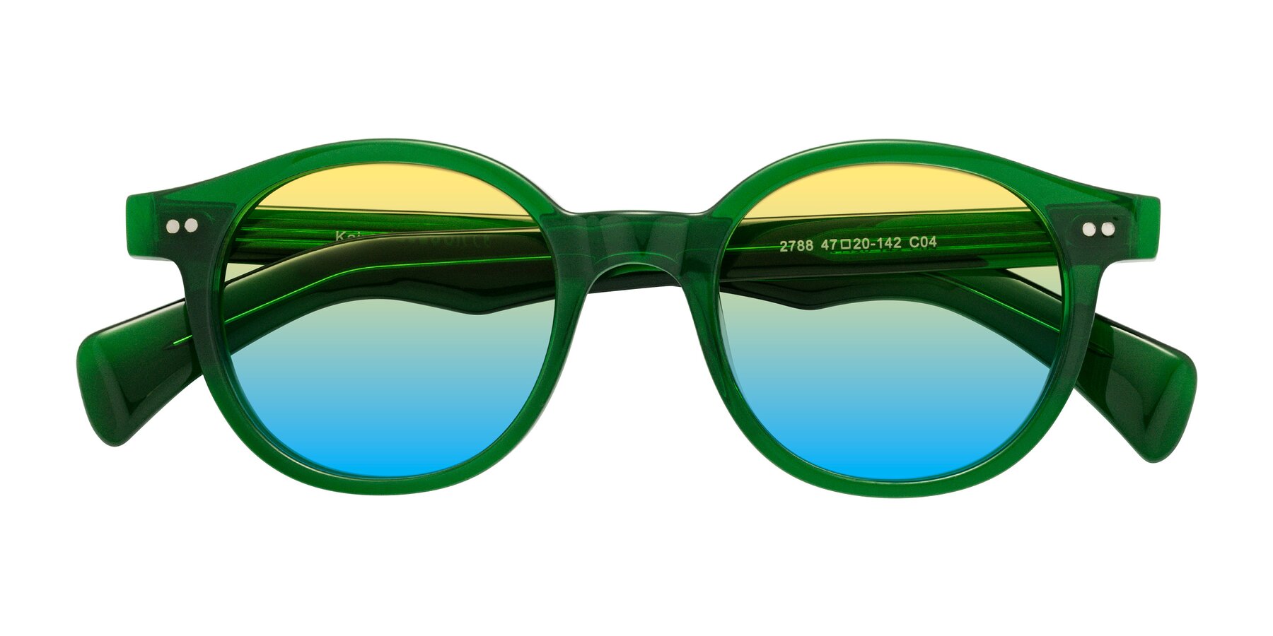 Folded Front of Kaju in Green with Yellow / Blue Gradient Lenses