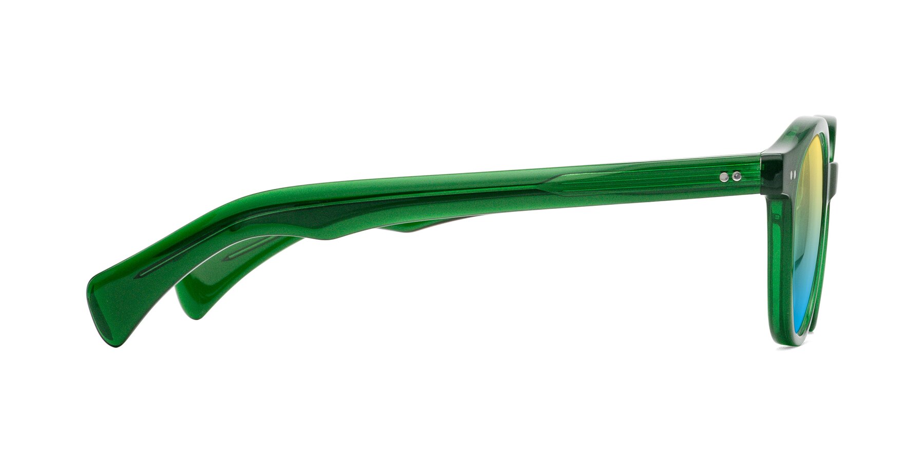 Side of Kaju in Green with Yellow / Blue Gradient Lenses