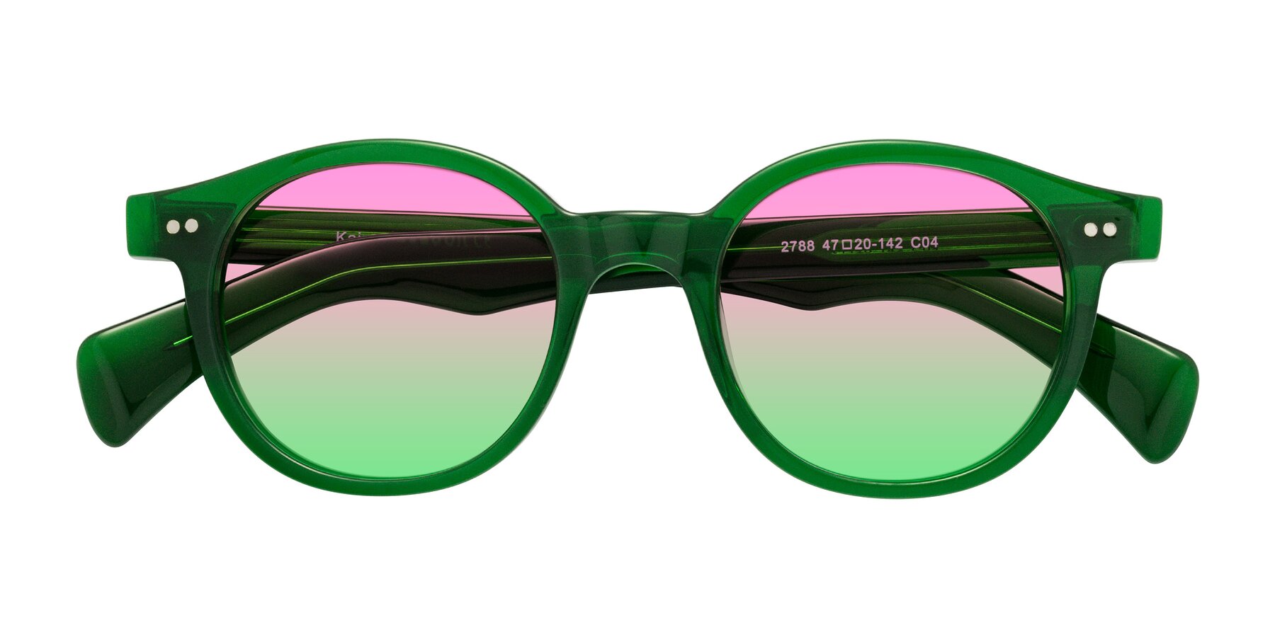 Folded Front of Kaju in Green with Pink / Green Gradient Lenses