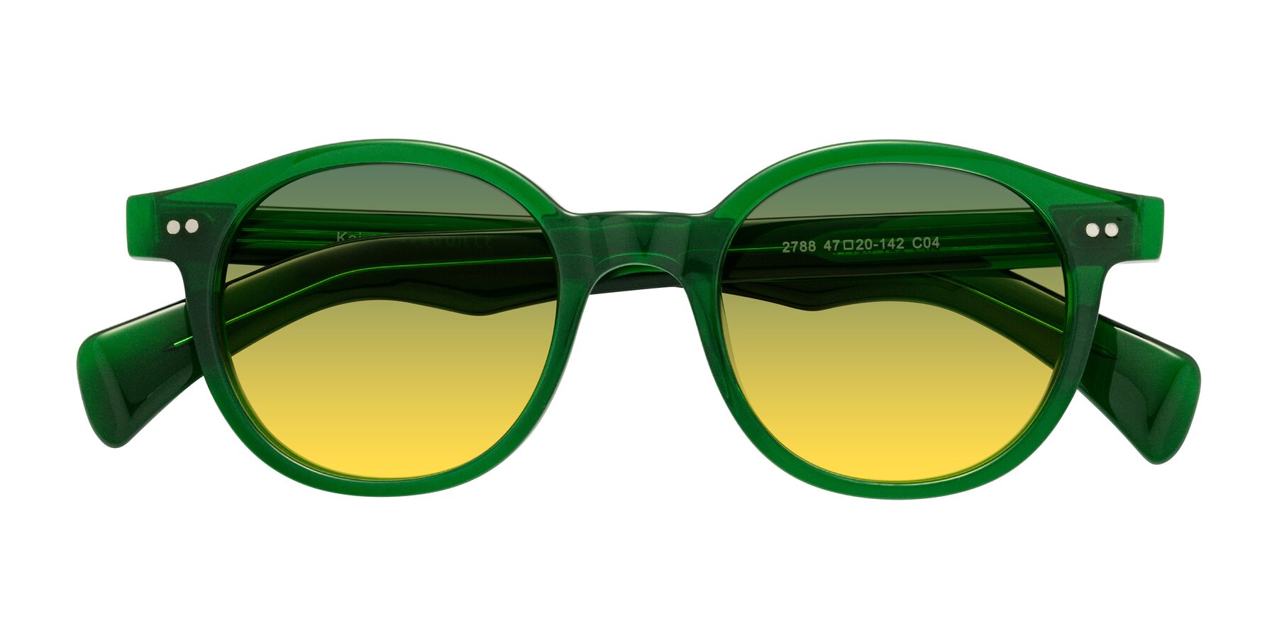 Folded Front of Kaju in Green with Green / Yellow Gradient Lenses