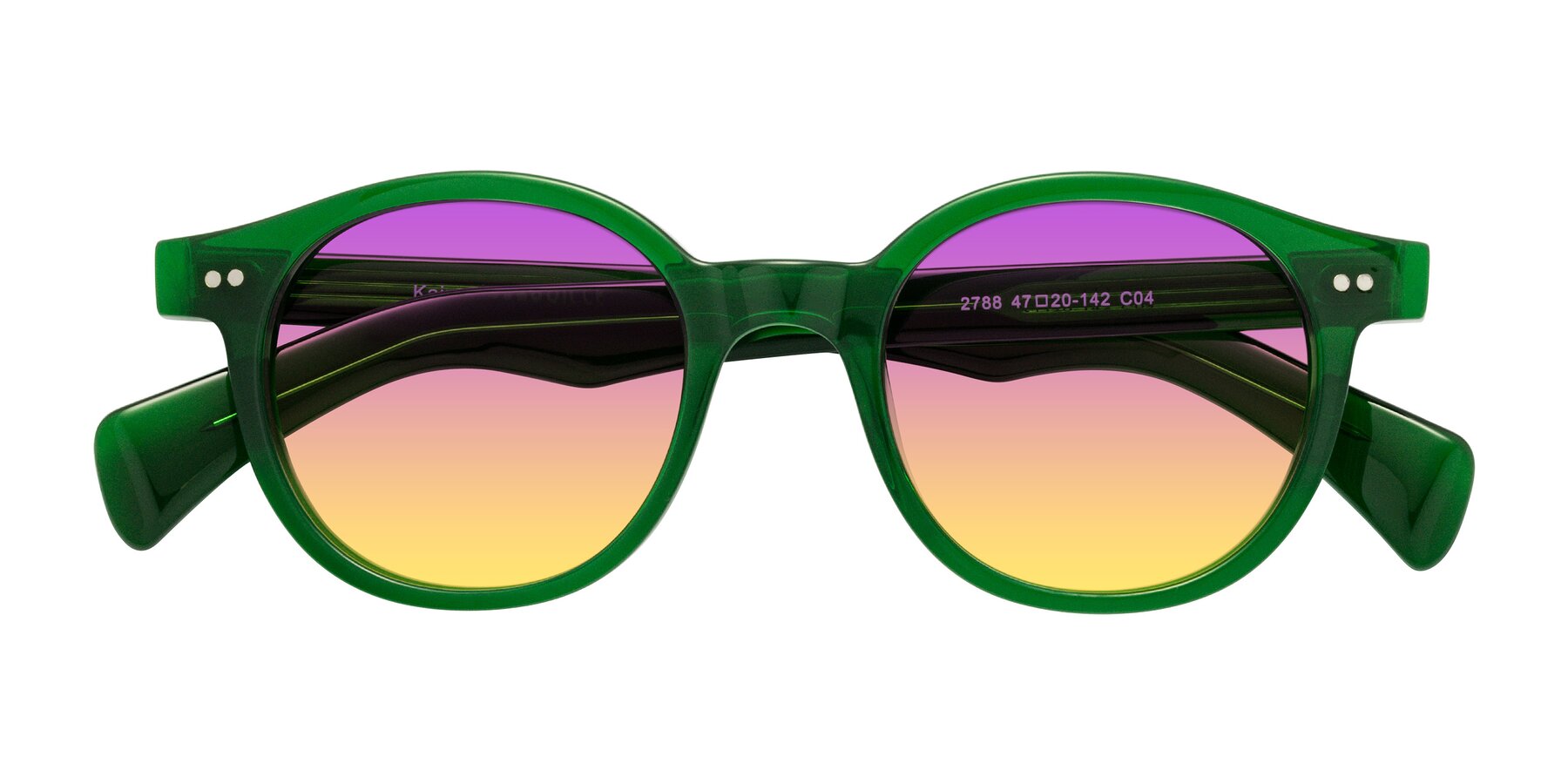 Folded Front of Kaju in Green with Purple / Yellow Gradient Lenses