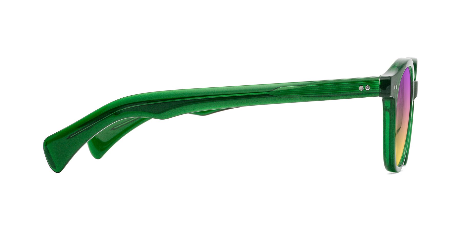 Side of Kaju in Green with Purple / Yellow Gradient Lenses