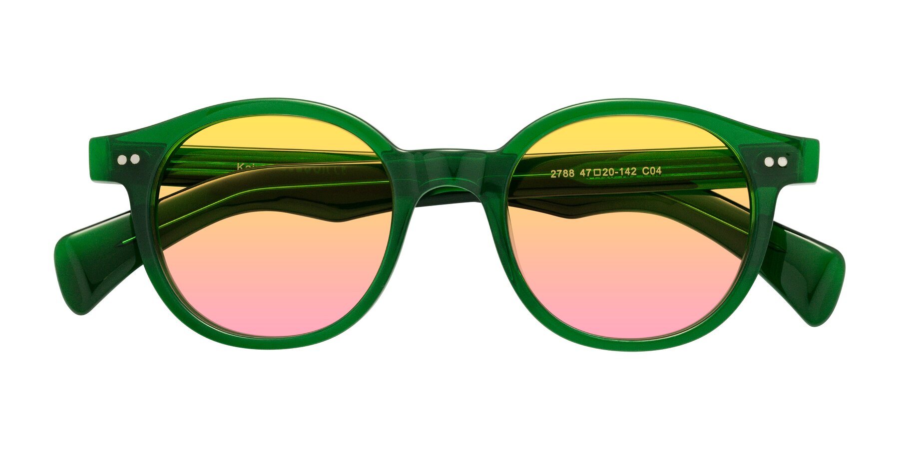 Folded Front of Kaju in Green with Yellow / Pink Gradient Lenses