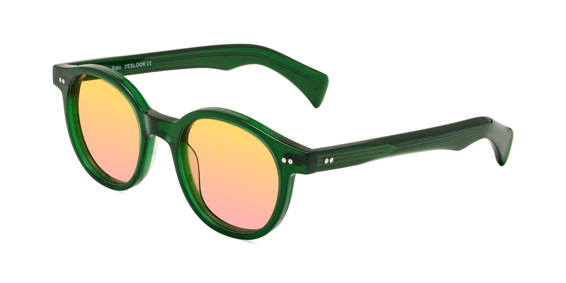 Angle of Kaju in Green with Yellow / Pink Gradient Lenses