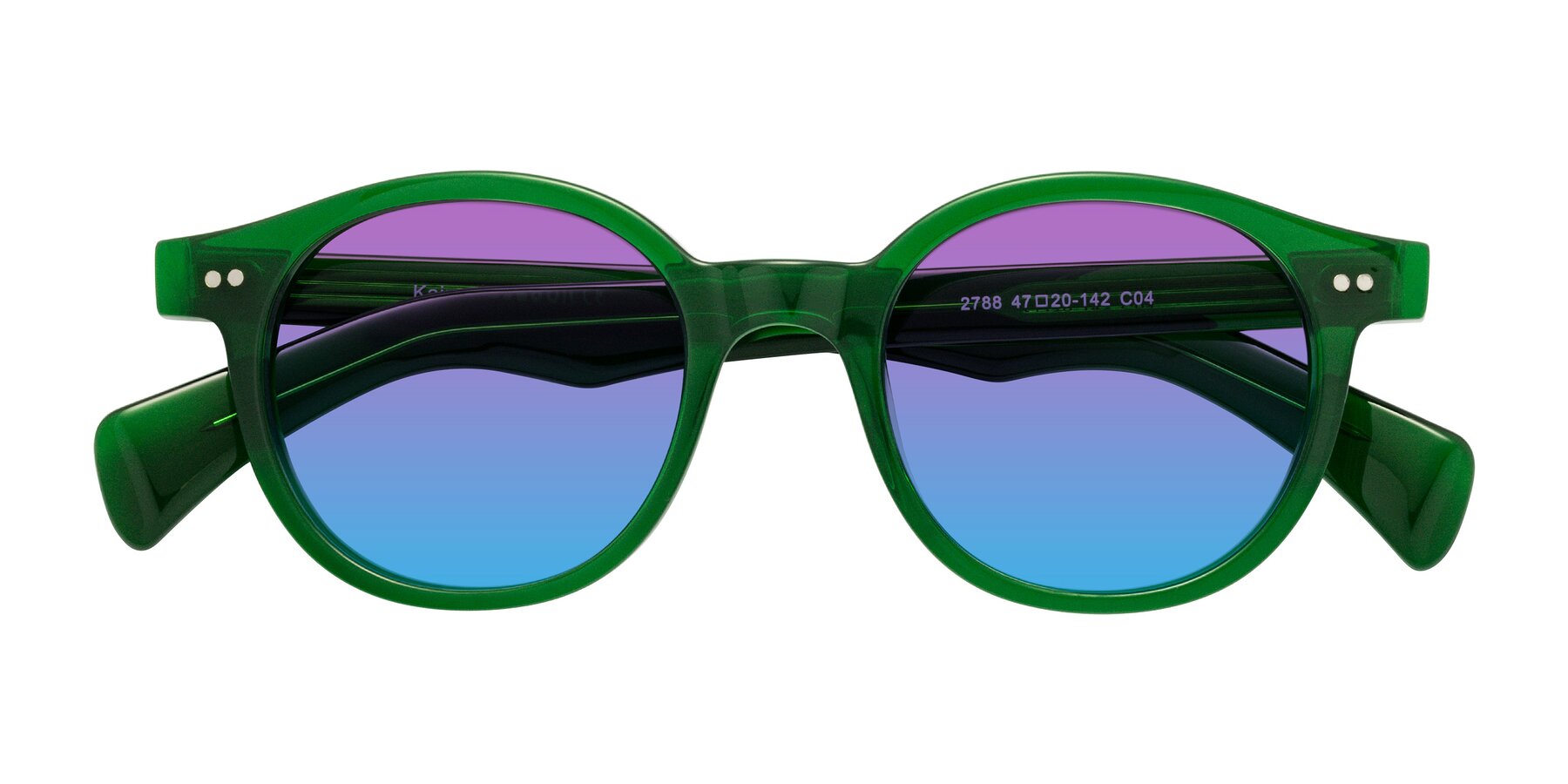 Folded Front of Kaju in Green with Purple / Blue Gradient Lenses