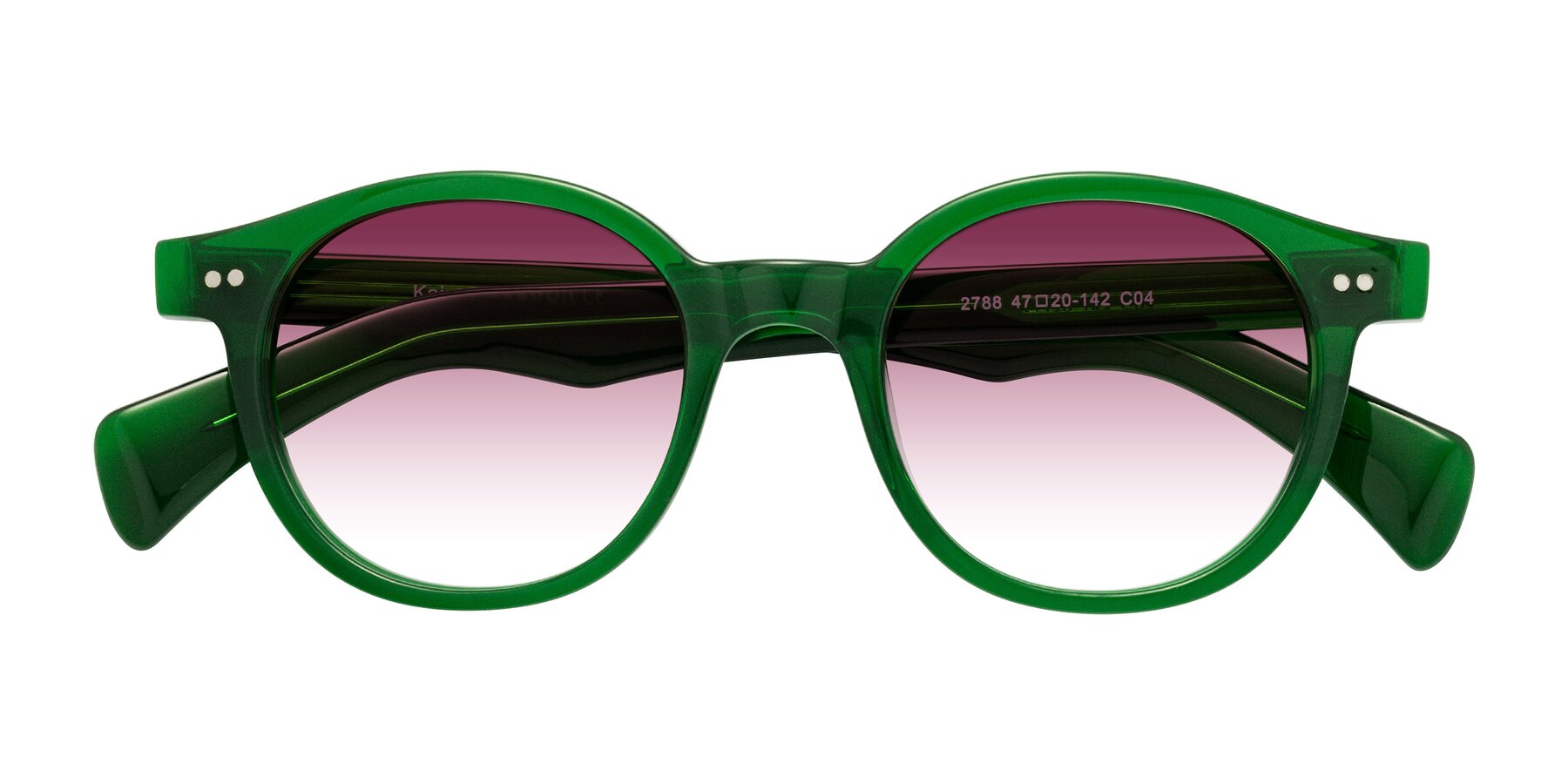 Folded Front of Kaju in Green with Wine Gradient Lenses