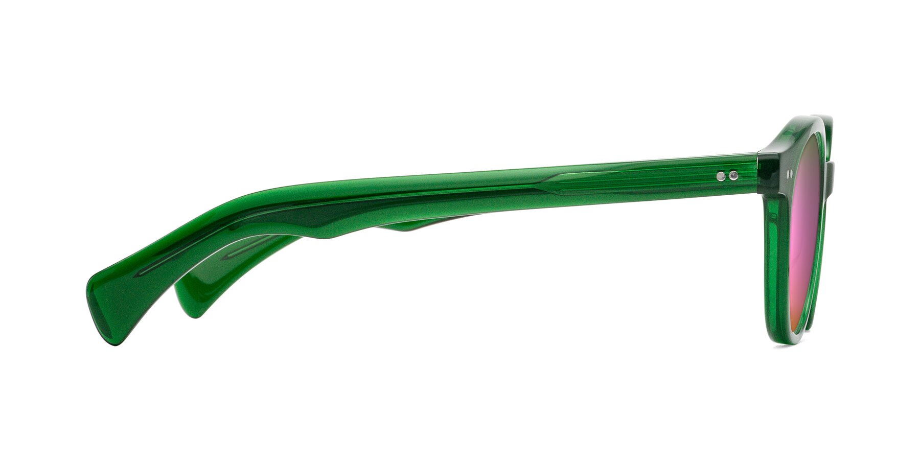 Side of Kaju in Green with Pink Mirrored Lenses