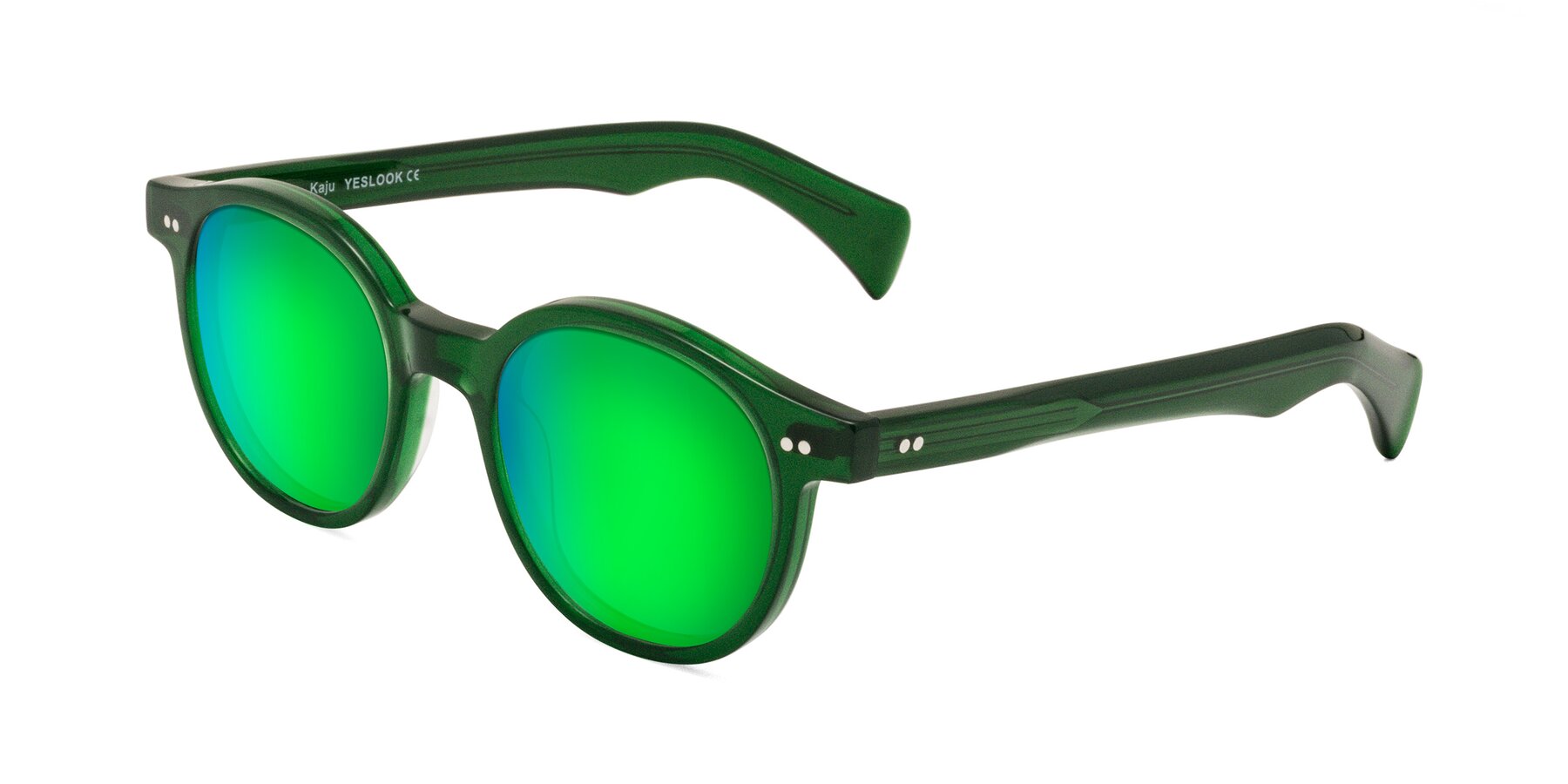 Angle of Kaju in Green with Green Mirrored Lenses