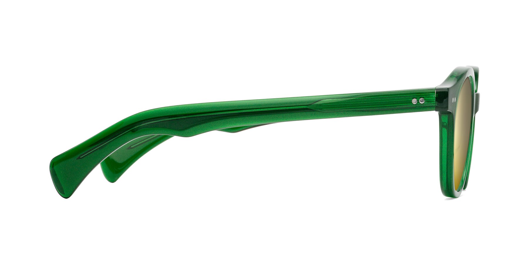 Side of Kaju in Green with Gold Mirrored Lenses
