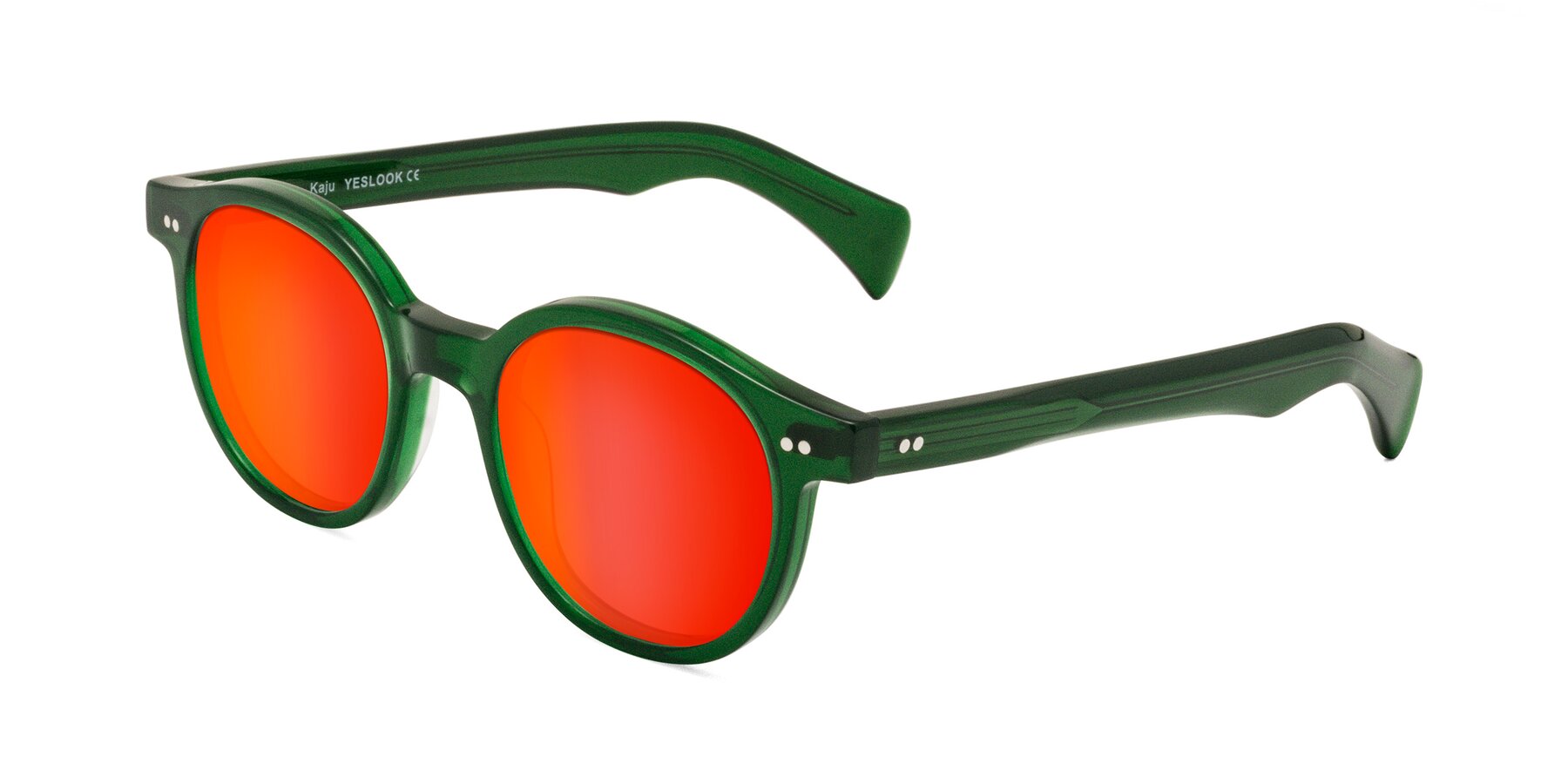 Angle of Kaju in Green with Red Gold Mirrored Lenses