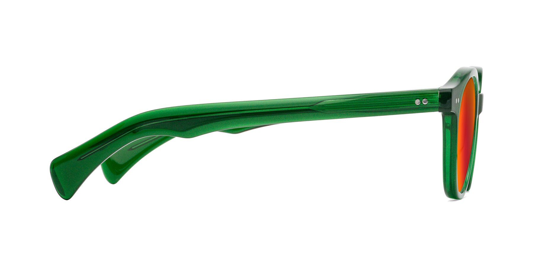 Side of Kaju in Green with Red Gold Mirrored Lenses