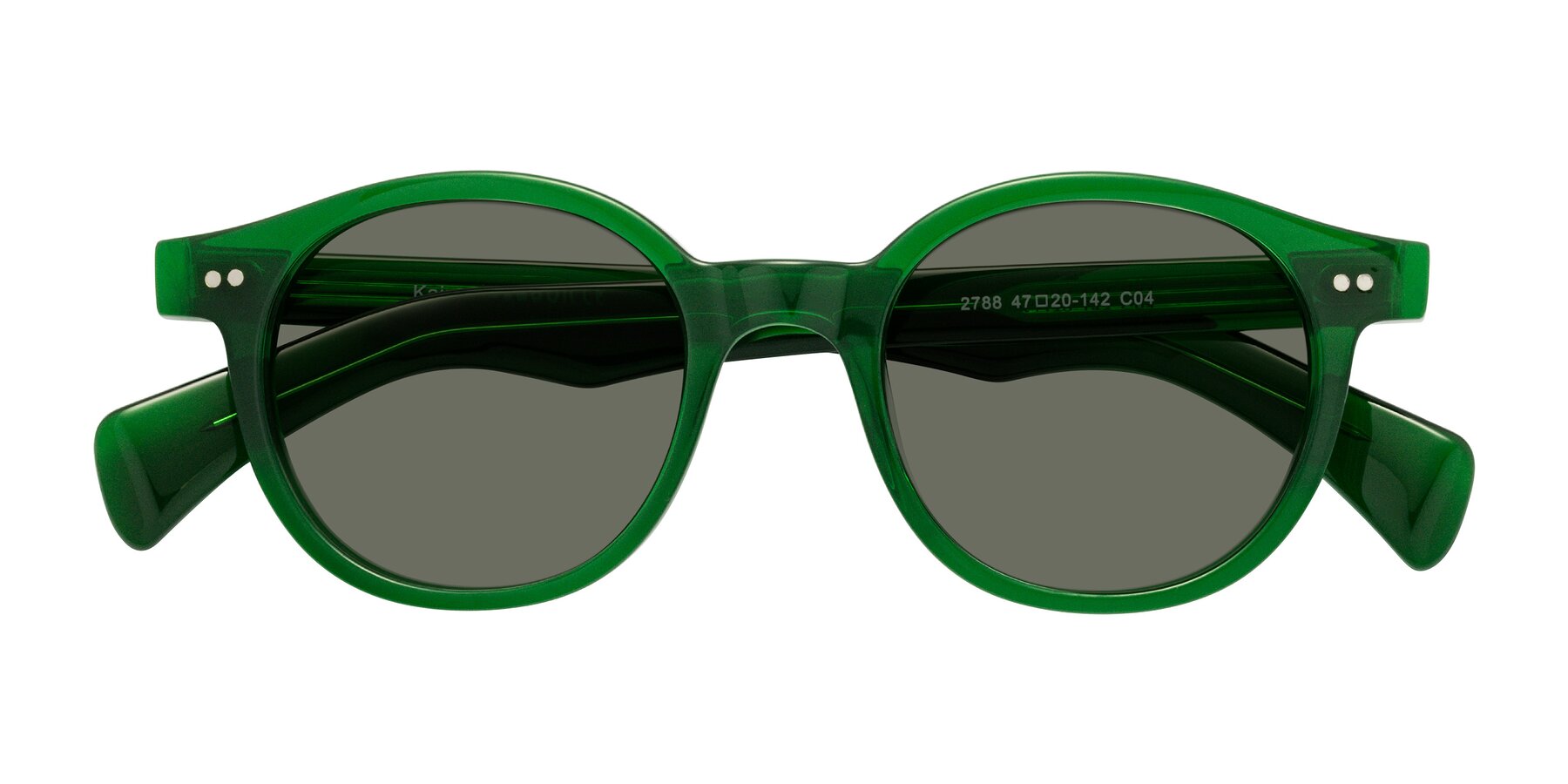 Folded Front of Kaju in Green with Gray Polarized Lenses