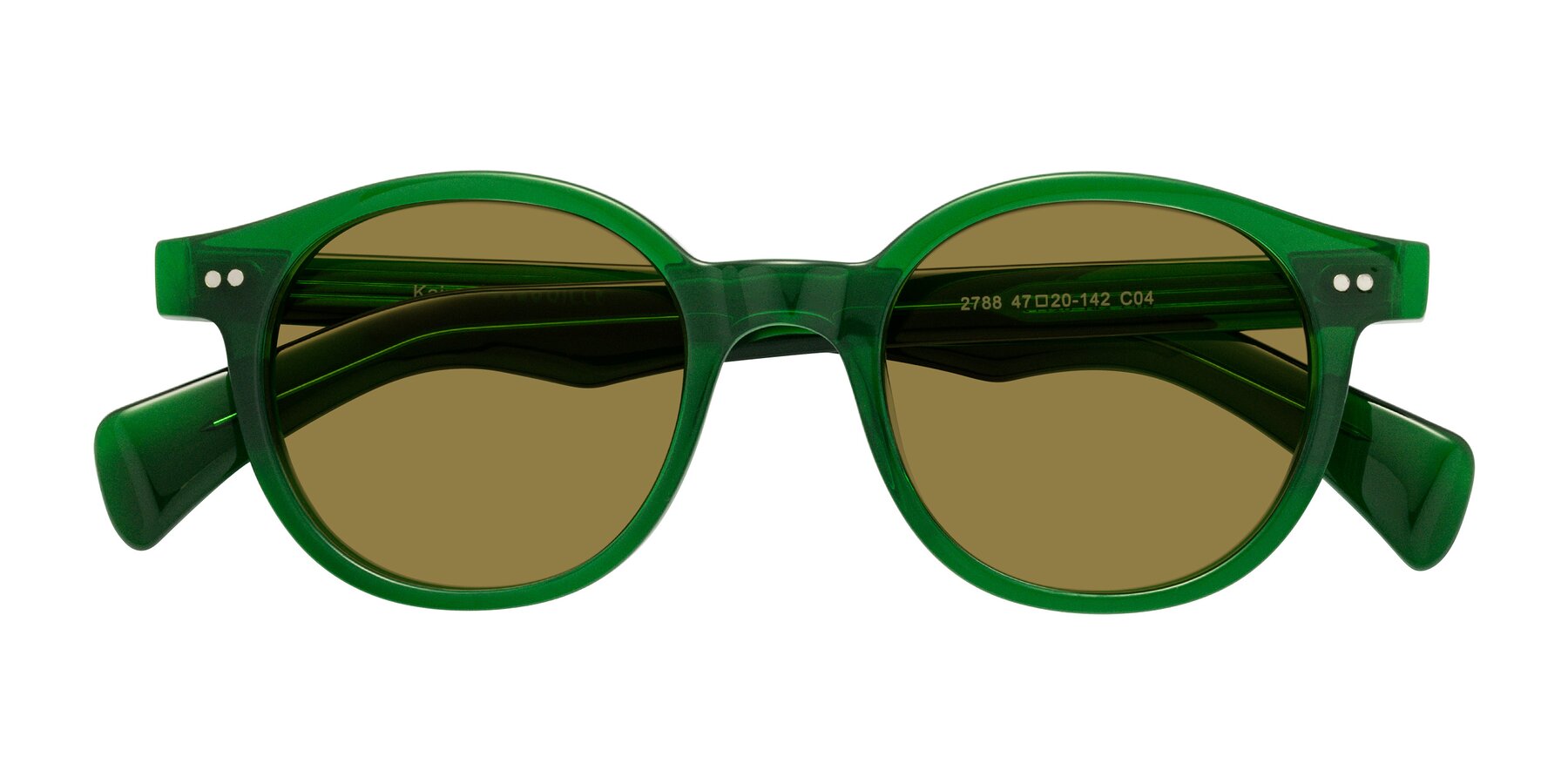 Folded Front of Kaju in Green with Brown Polarized Lenses