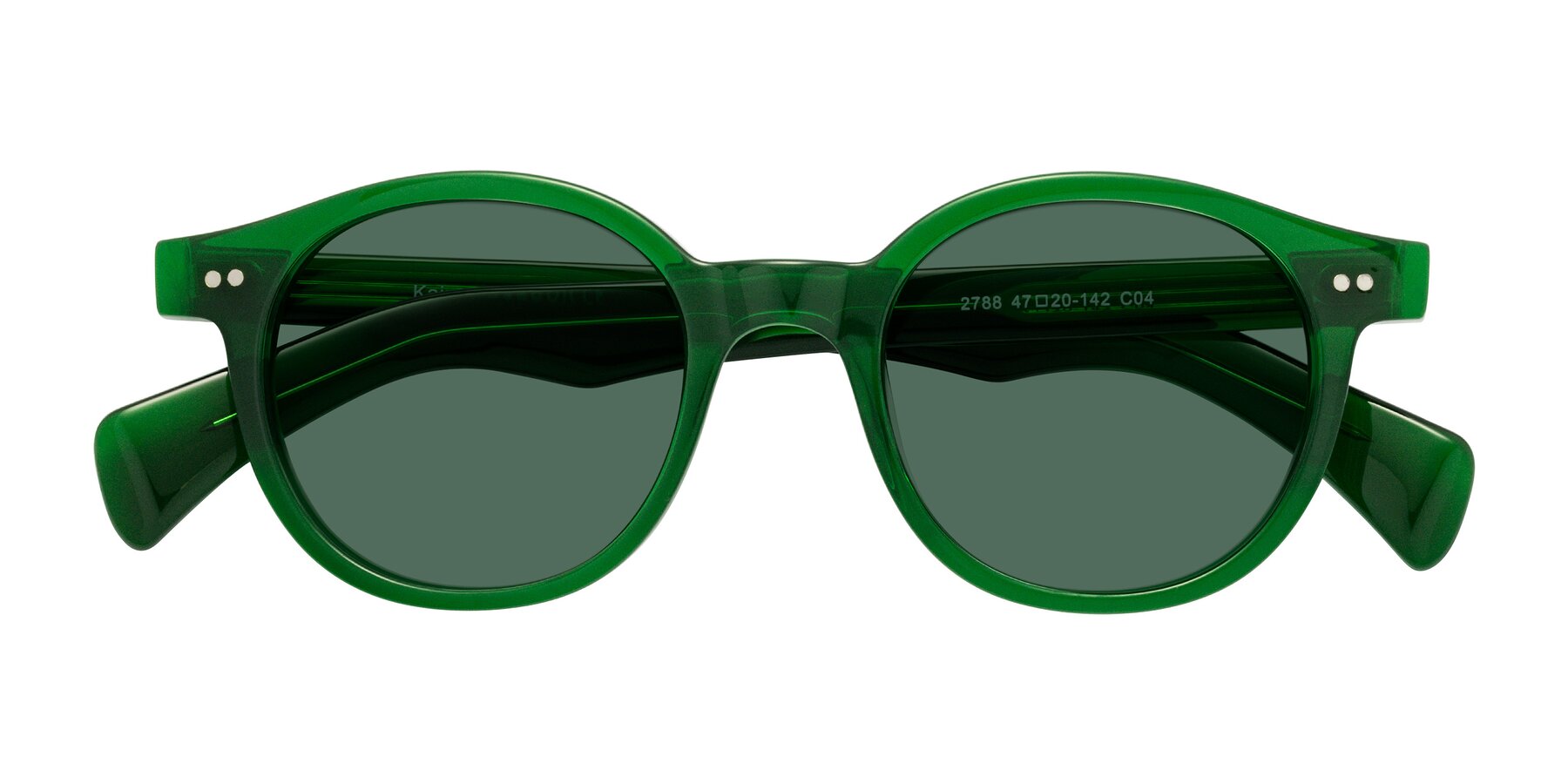 Folded Front of Kaju in Green with Green Polarized Lenses
