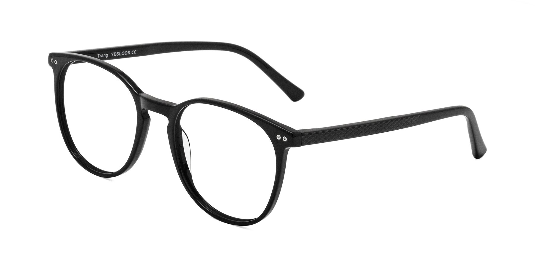 Angle of Trang in Black with Clear Reading Eyeglass Lenses