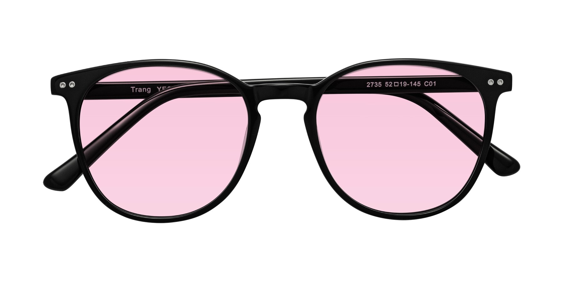 Folded Front of Trang in Black with Light Pink Tinted Lenses