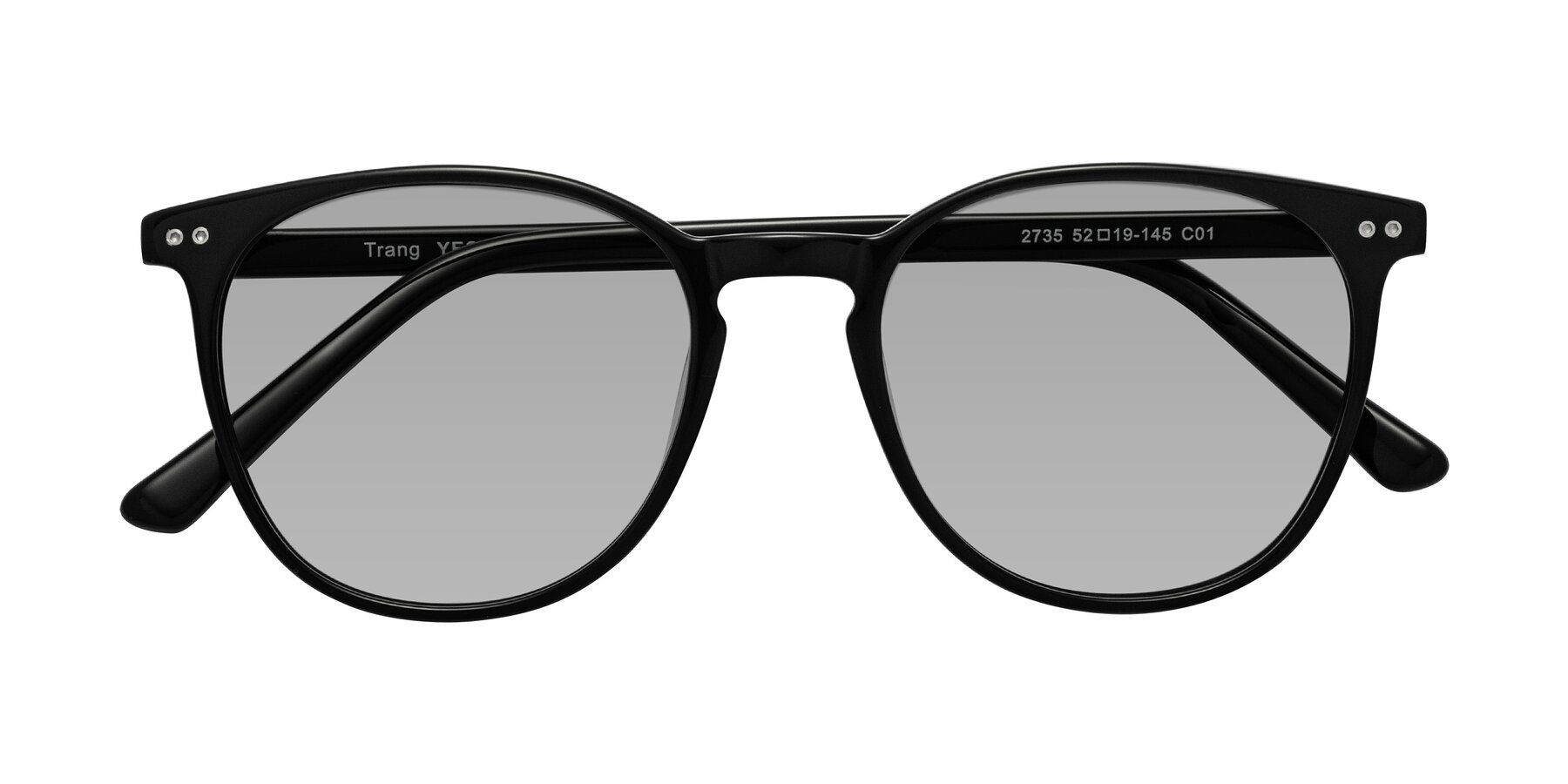Folded Front of Trang in Black with Light Gray Tinted Lenses