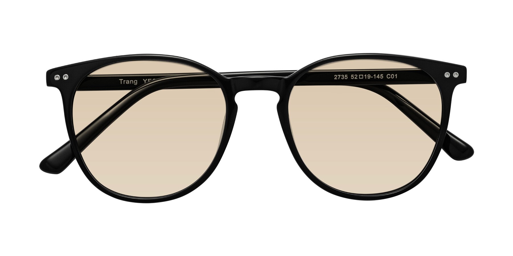 Folded Front of Trang in Black with Light Brown Tinted Lenses
