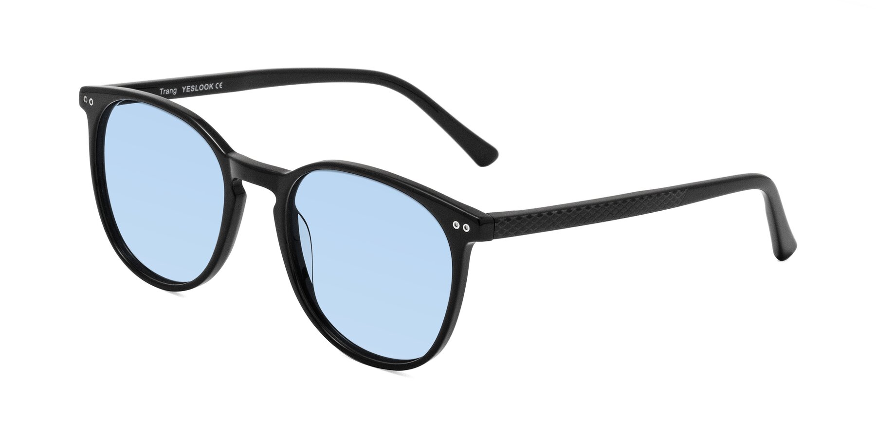 Angle of Trang in Black with Light Blue Tinted Lenses