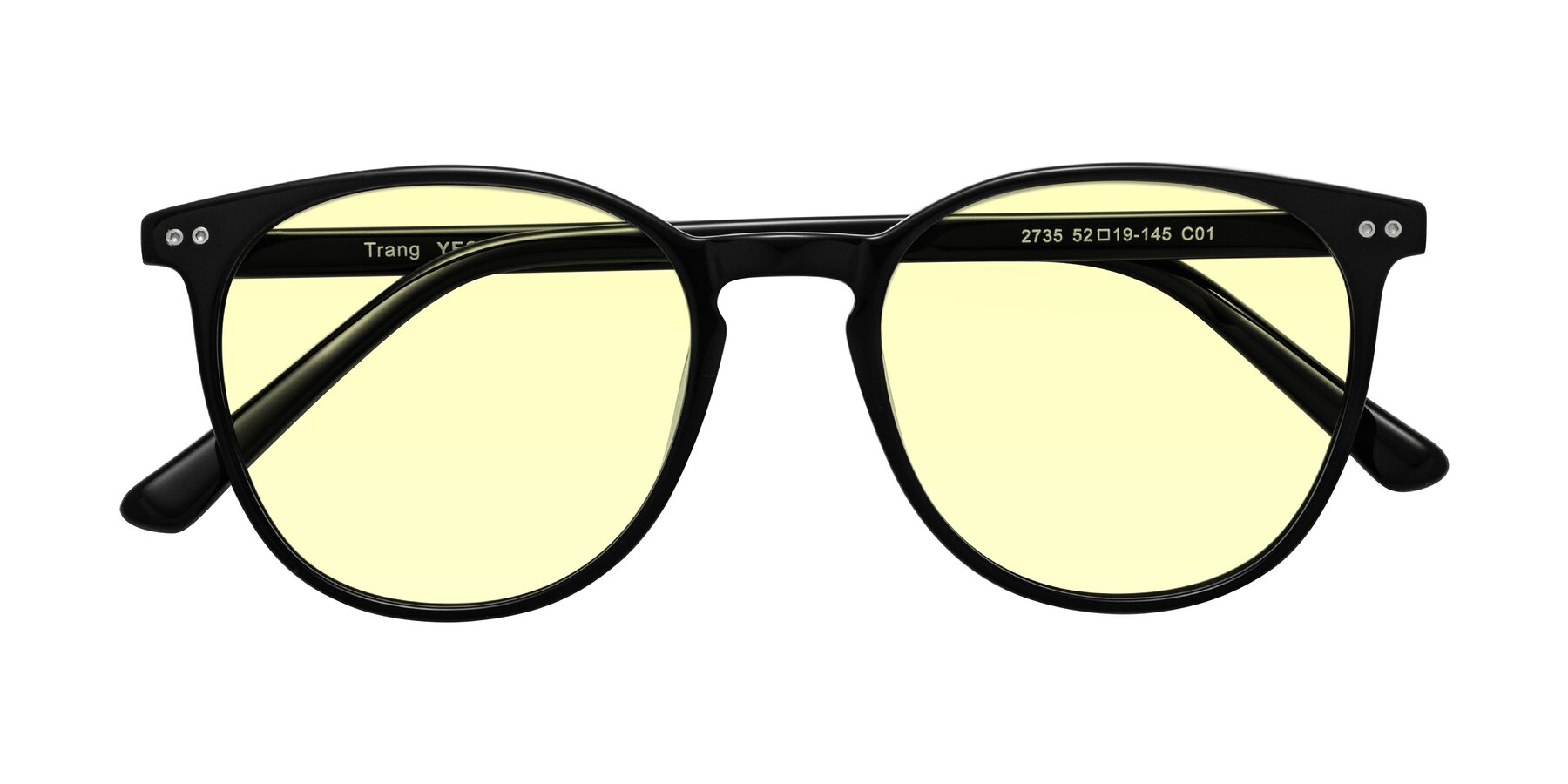 Folded Front of Trang in Black with Light Yellow Tinted Lenses