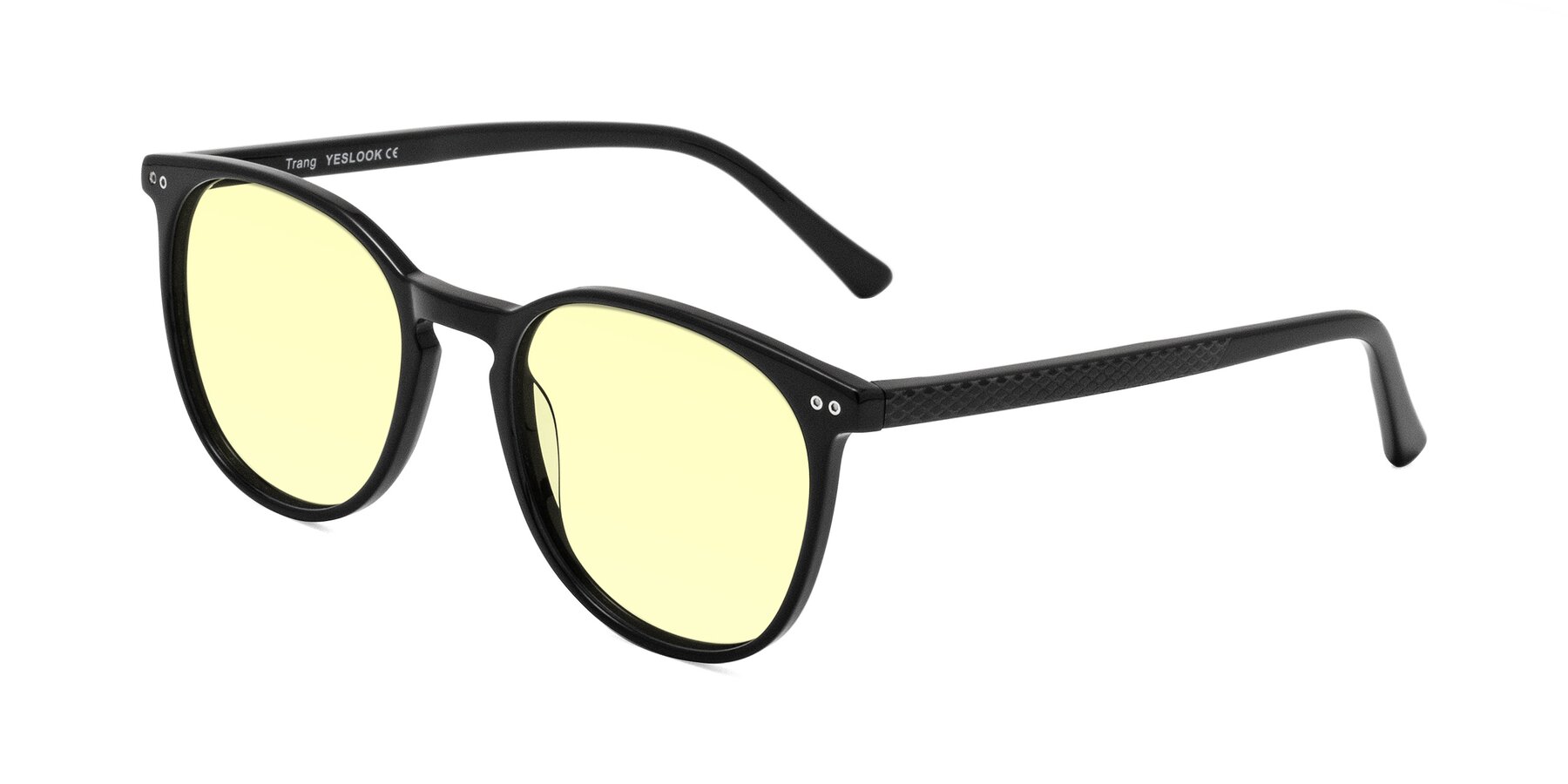 Angle of Trang in Black with Light Yellow Tinted Lenses