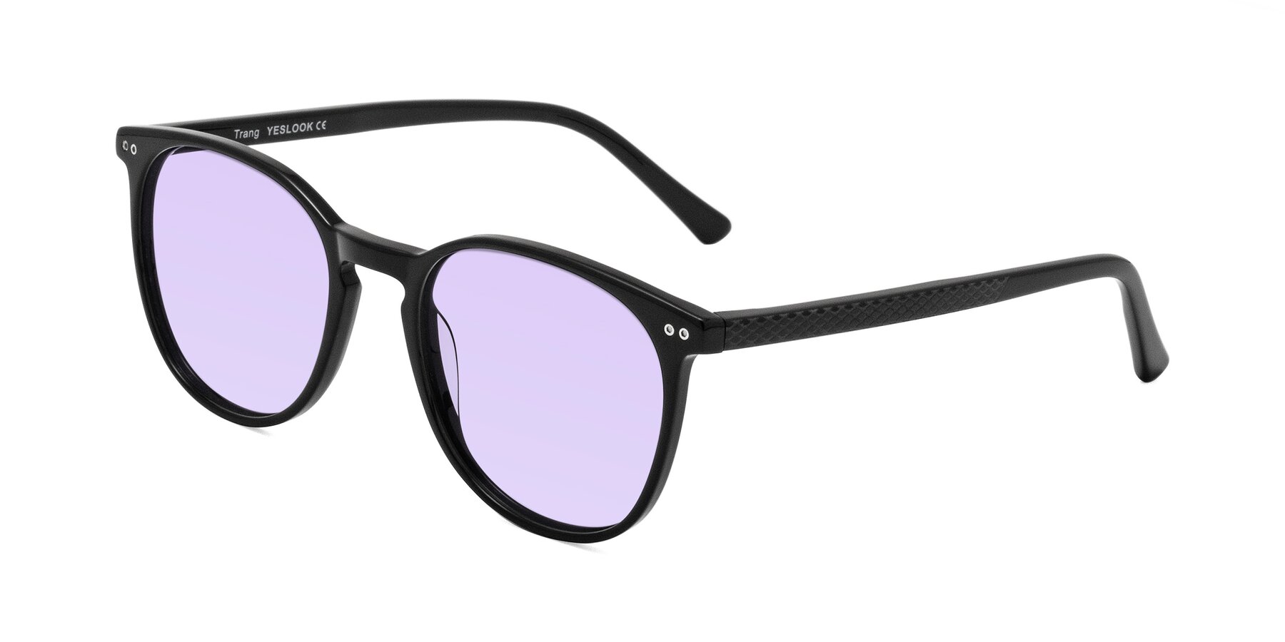 Angle of Trang in Black with Light Purple Tinted Lenses