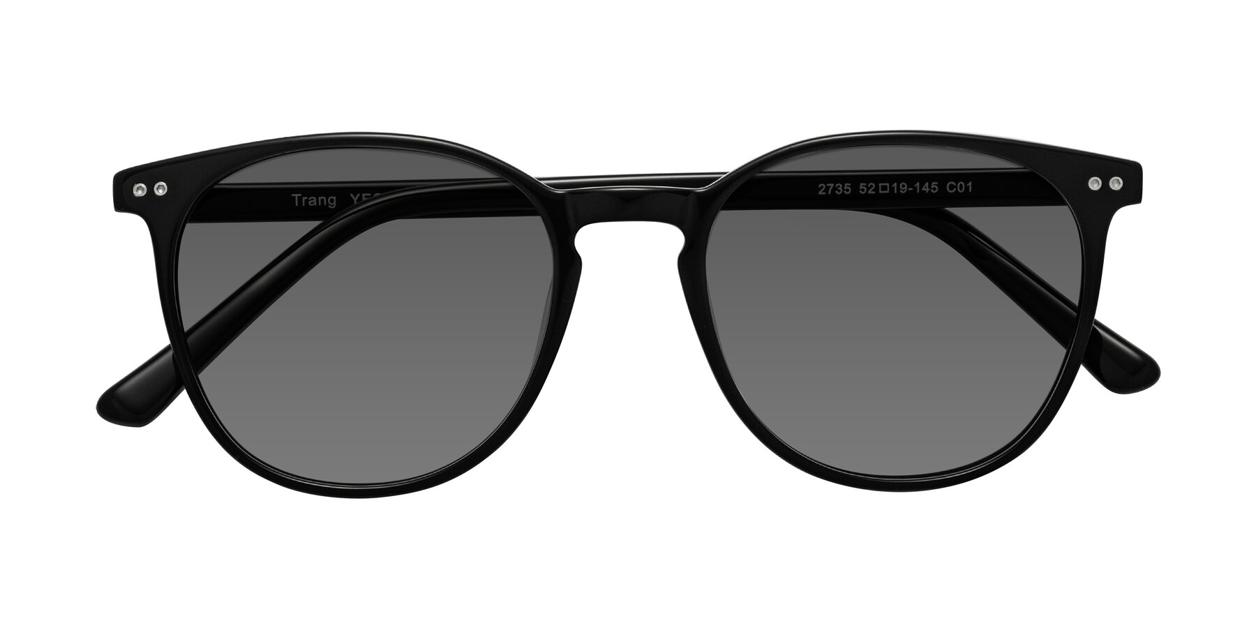 Folded Front of Trang in Black with Medium Gray Tinted Lenses