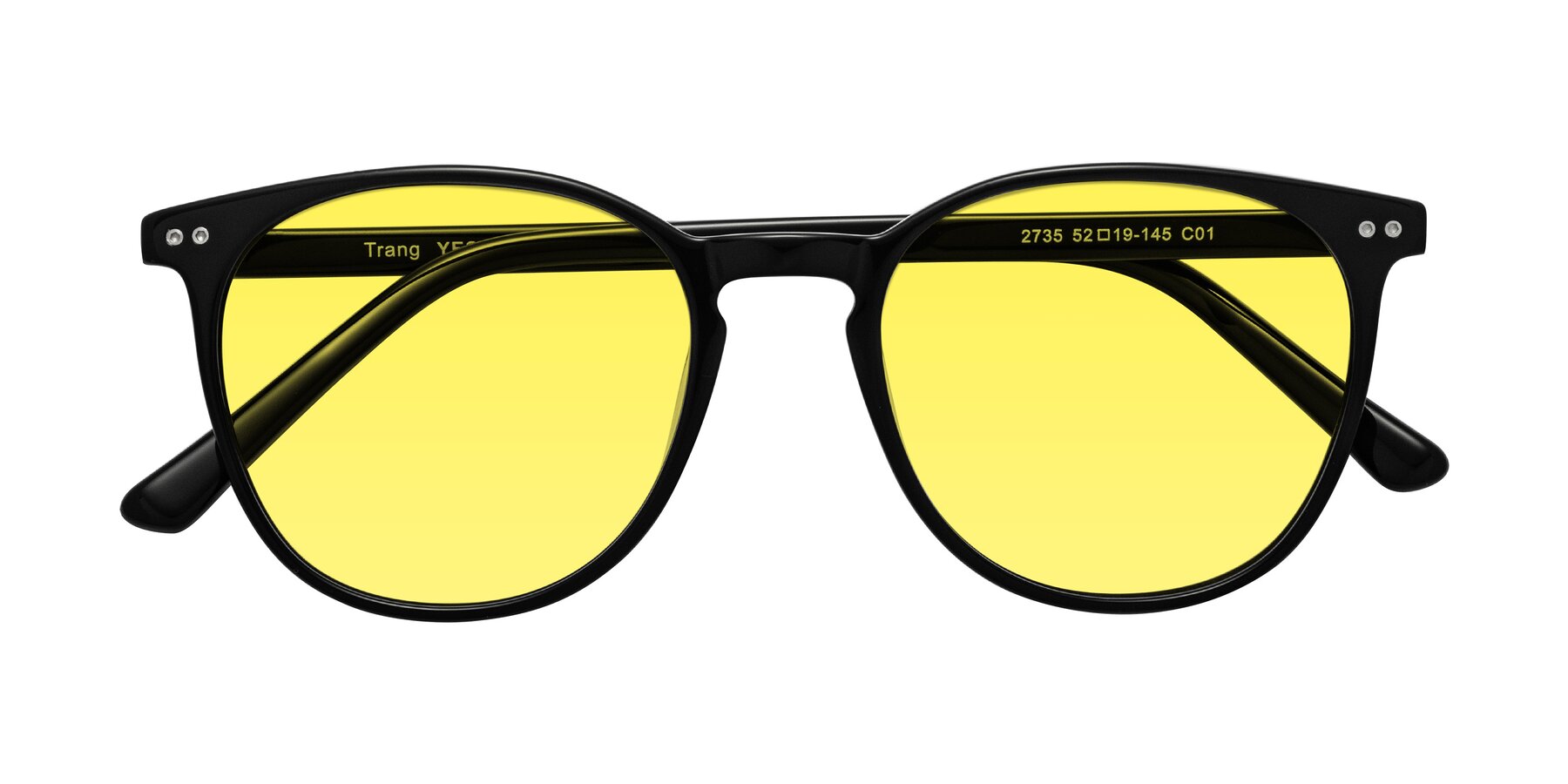 Folded Front of Trang in Black with Medium Yellow Tinted Lenses