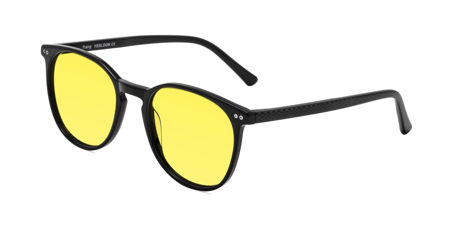 Angle of Trang in Black with Medium Yellow Tinted Lenses