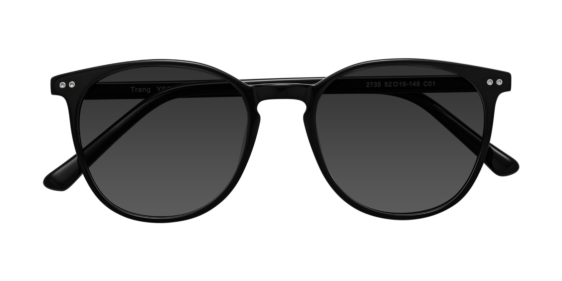 Folded Front of Trang in Black with Gray Tinted Lenses
