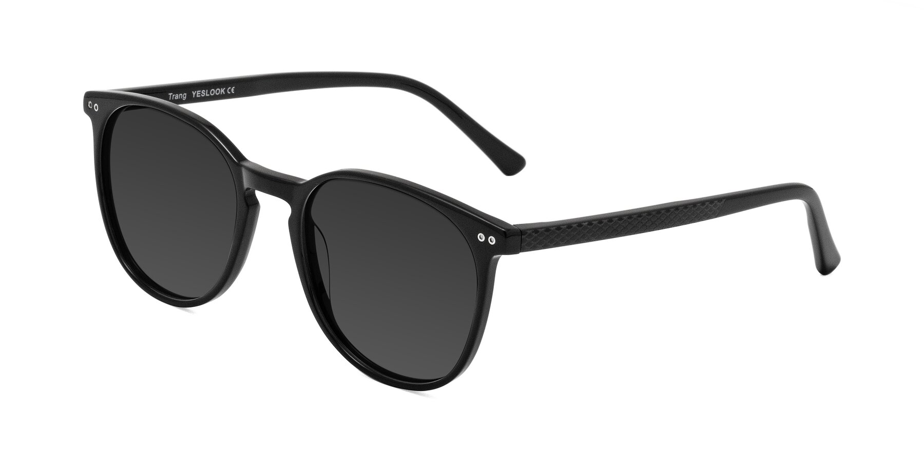 Angle of Trang in Black with Gray Tinted Lenses