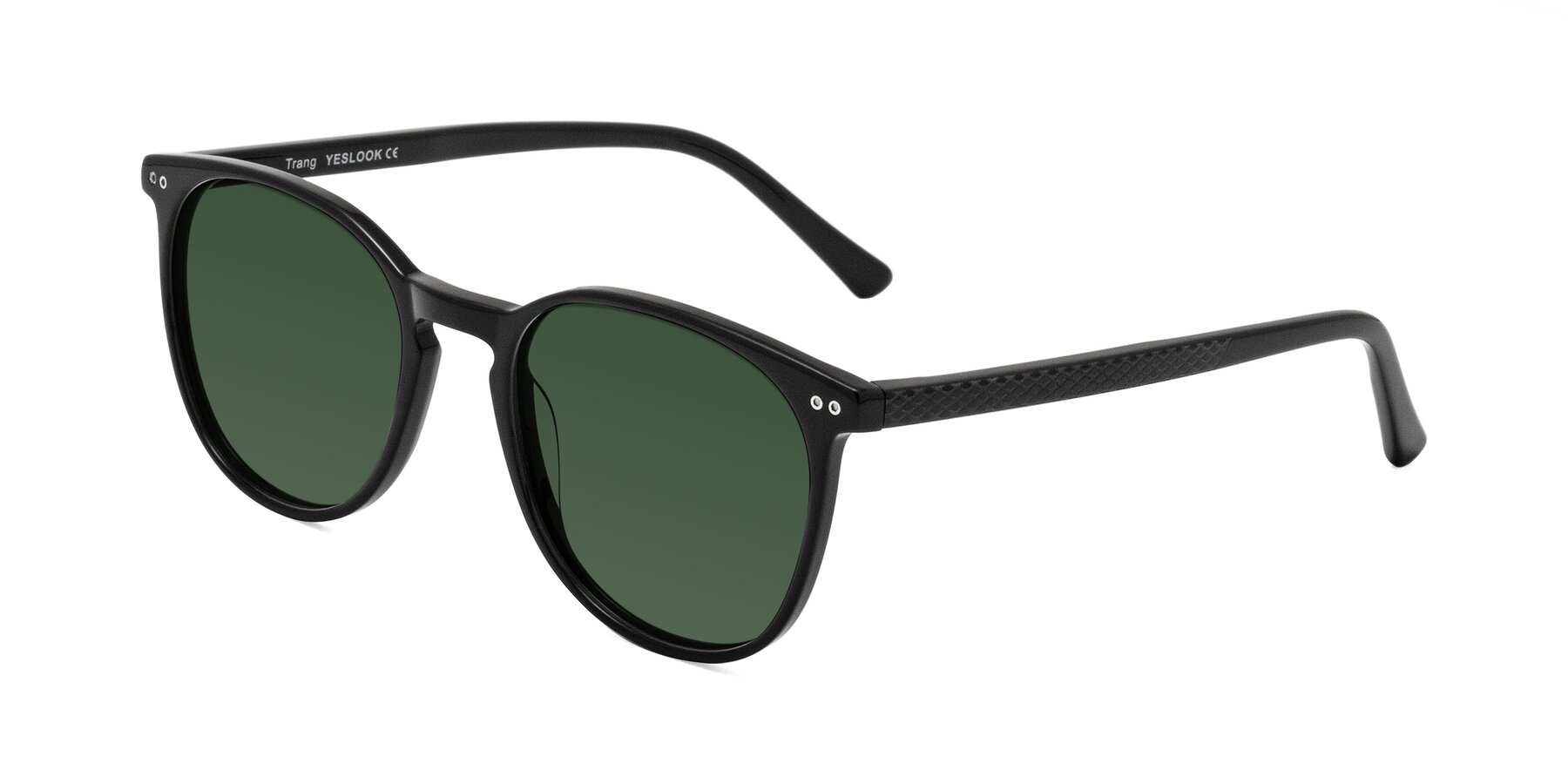 Angle of Trang in Black with Green Tinted Lenses