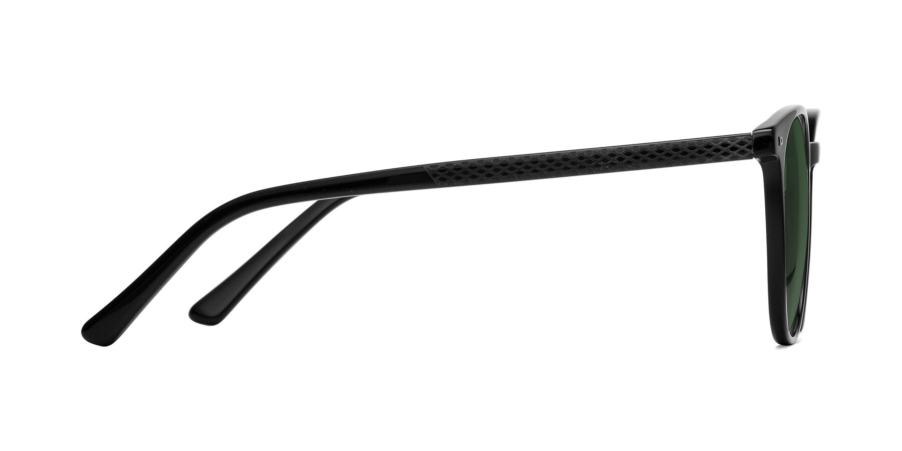 Side of Trang in Black with Green Tinted Lenses
