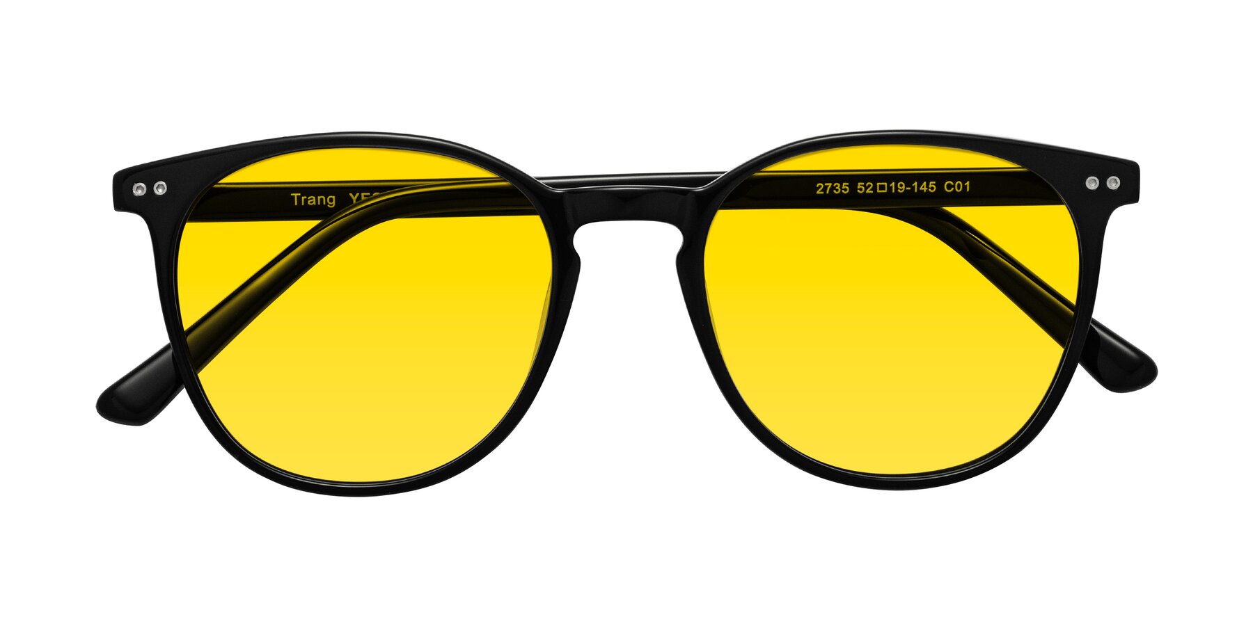 Folded Front of Trang in Black with Yellow Tinted Lenses