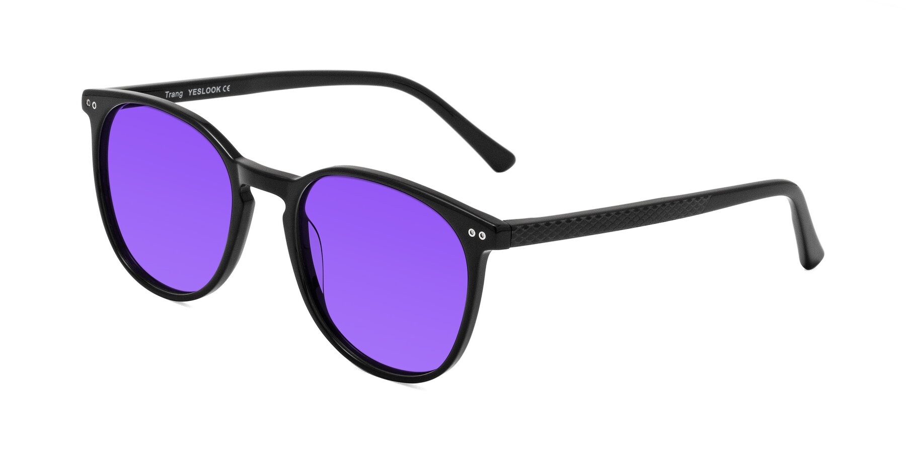 Angle of Trang in Black with Purple Tinted Lenses
