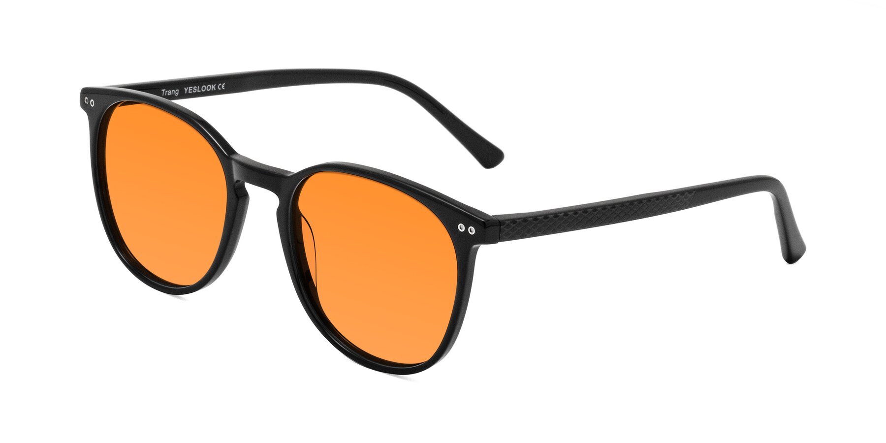 Angle of Trang in Black with Orange Tinted Lenses