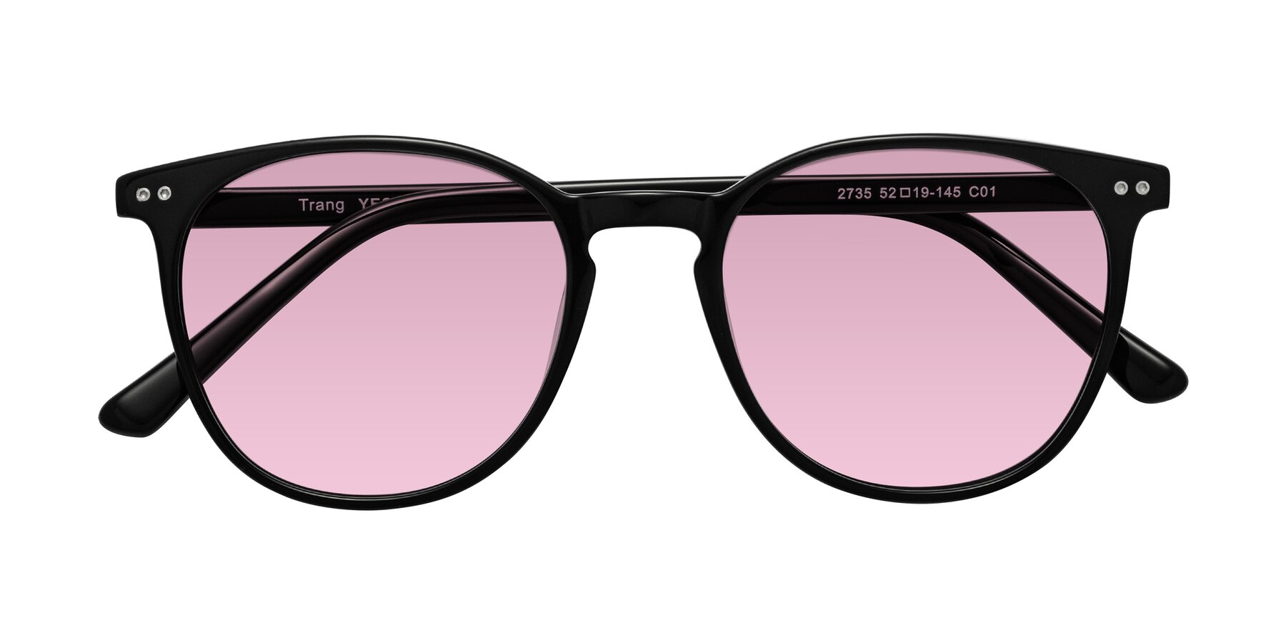 Folded Front of Trang in Black with Light Wine Tinted Lenses