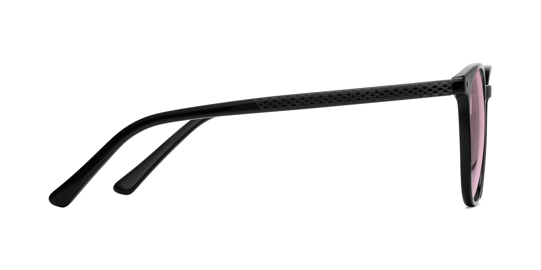 Side of Trang in Black with Light Wine Tinted Lenses