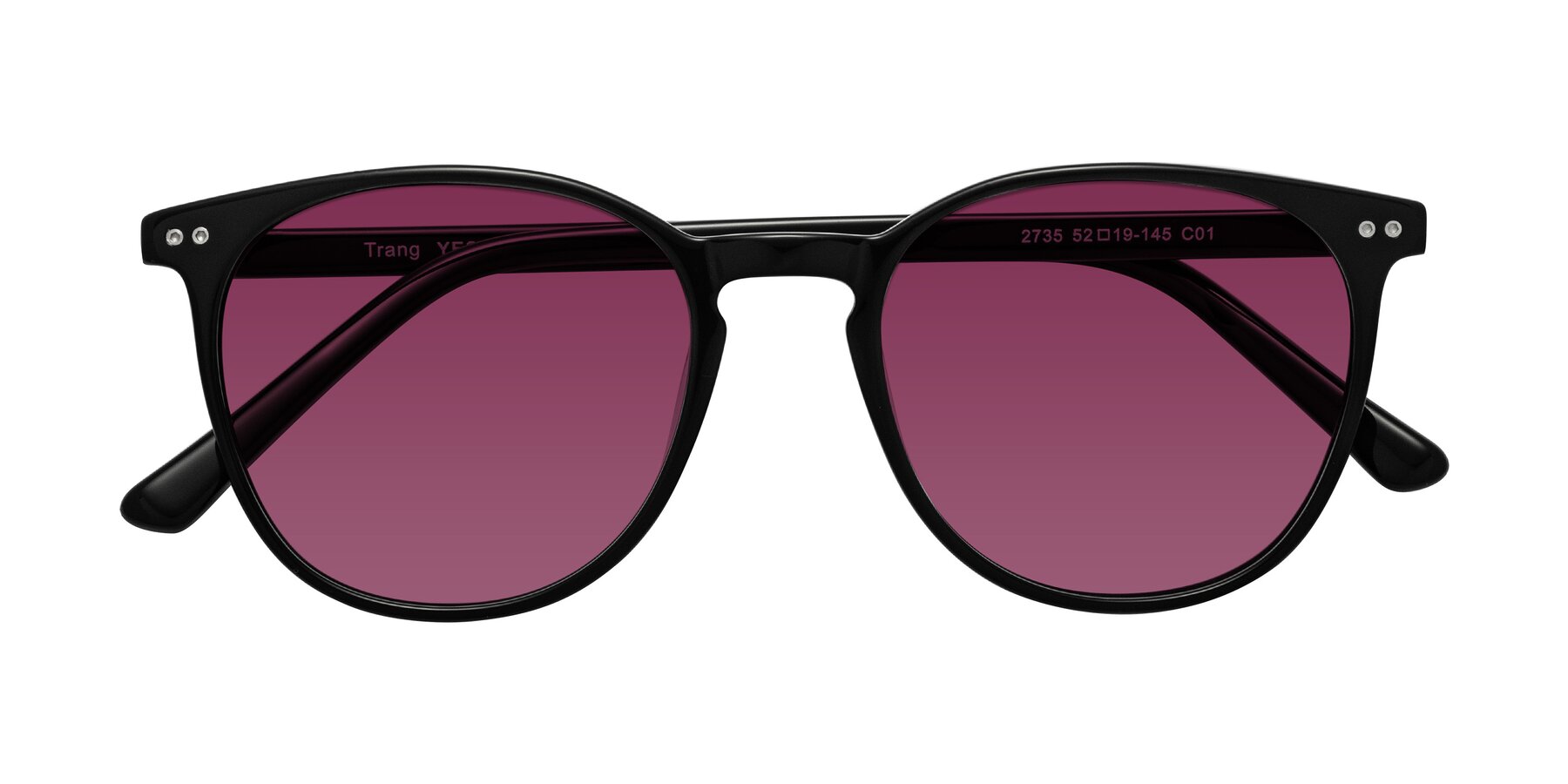 Folded Front of Trang in Black with Wine Tinted Lenses