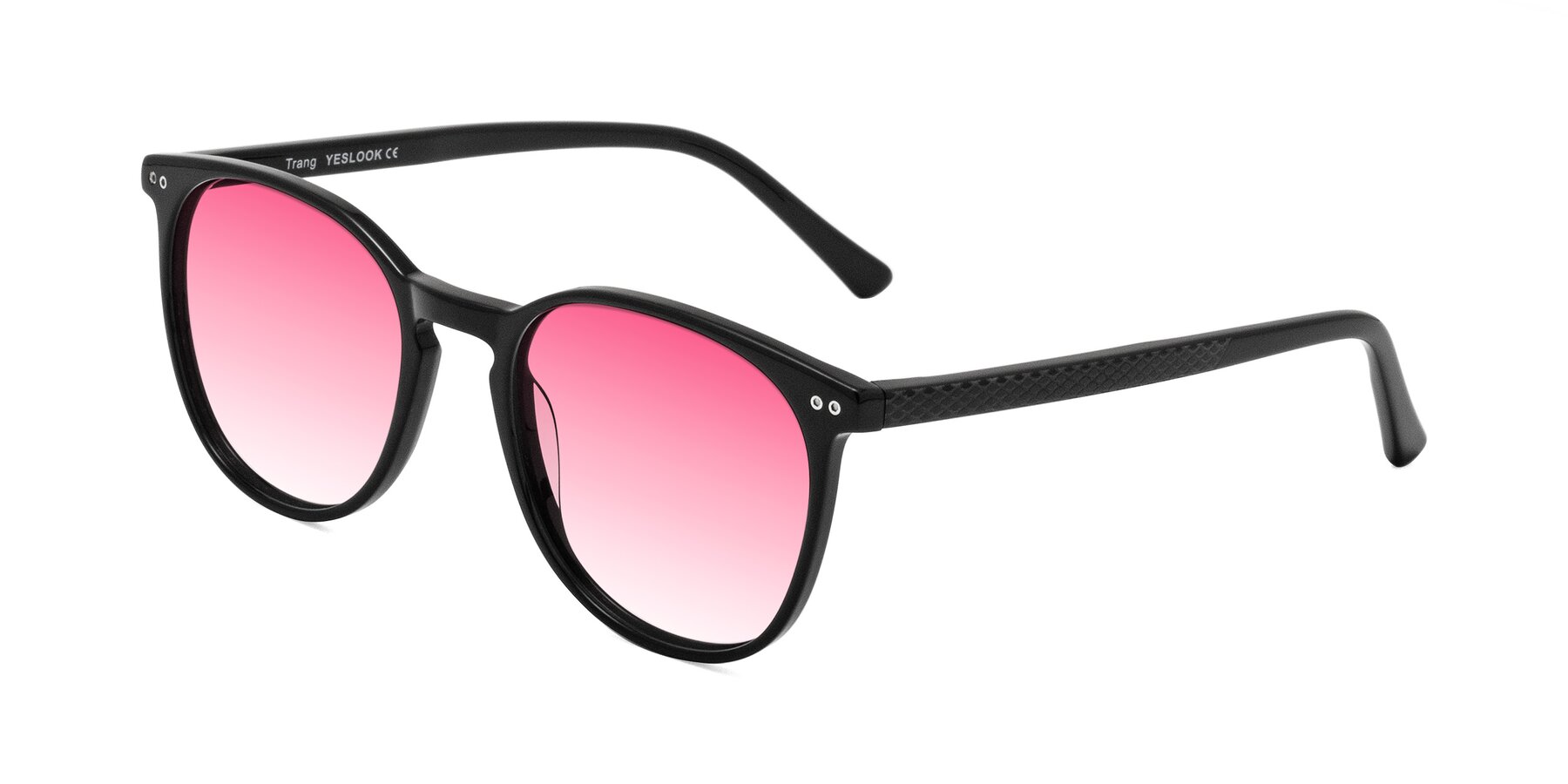 Angle of Trang in Black with Pink Gradient Lenses