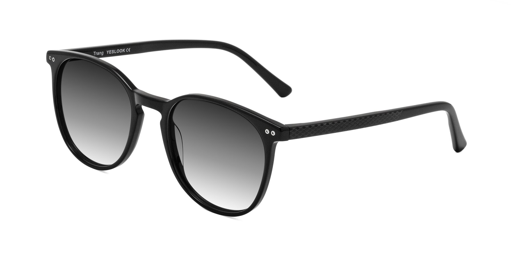 Angle of Trang in Black with Gray Gradient Lenses
