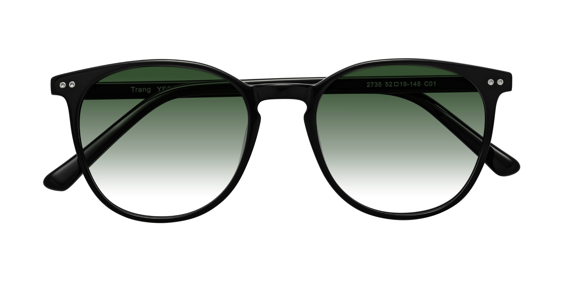 Folded Front of Trang in Black with Green Gradient Lenses