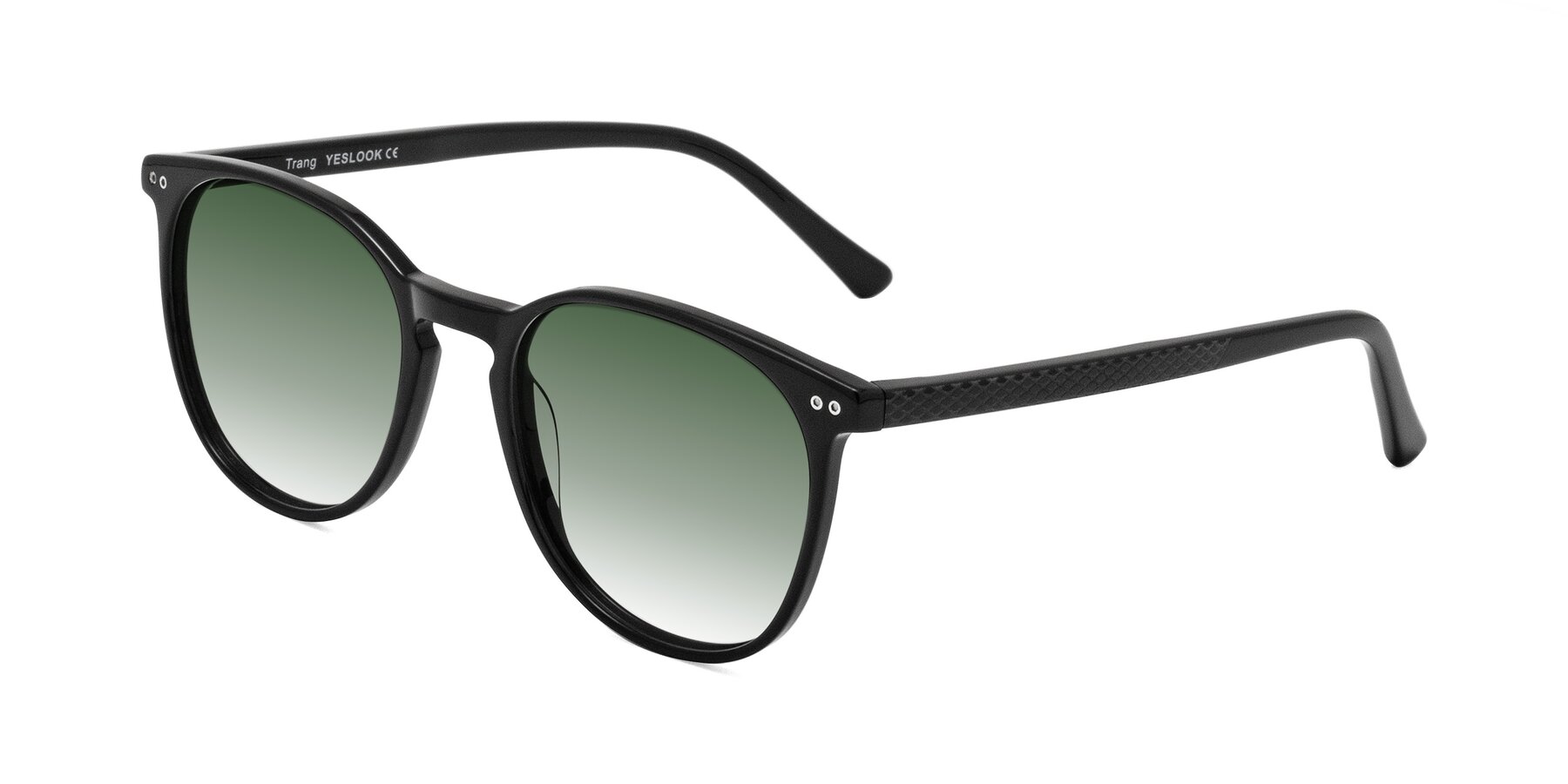 Angle of Trang in Black with Green Gradient Lenses