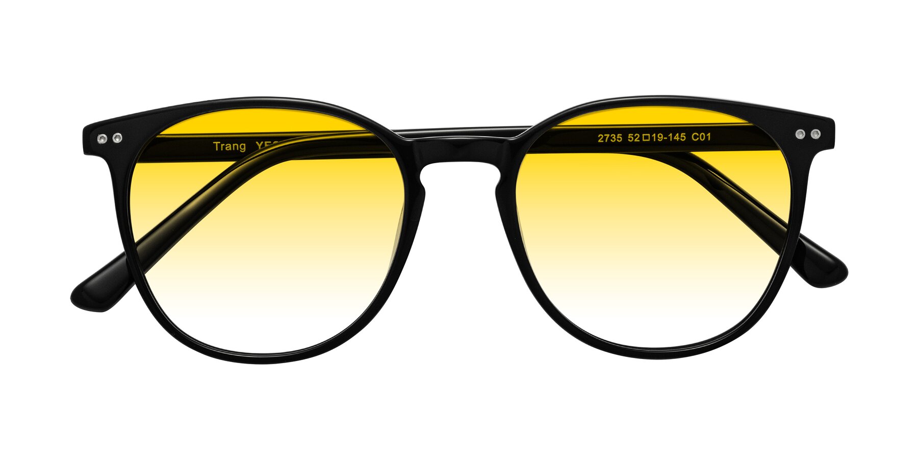 Folded Front of Trang in Black with Yellow Gradient Lenses