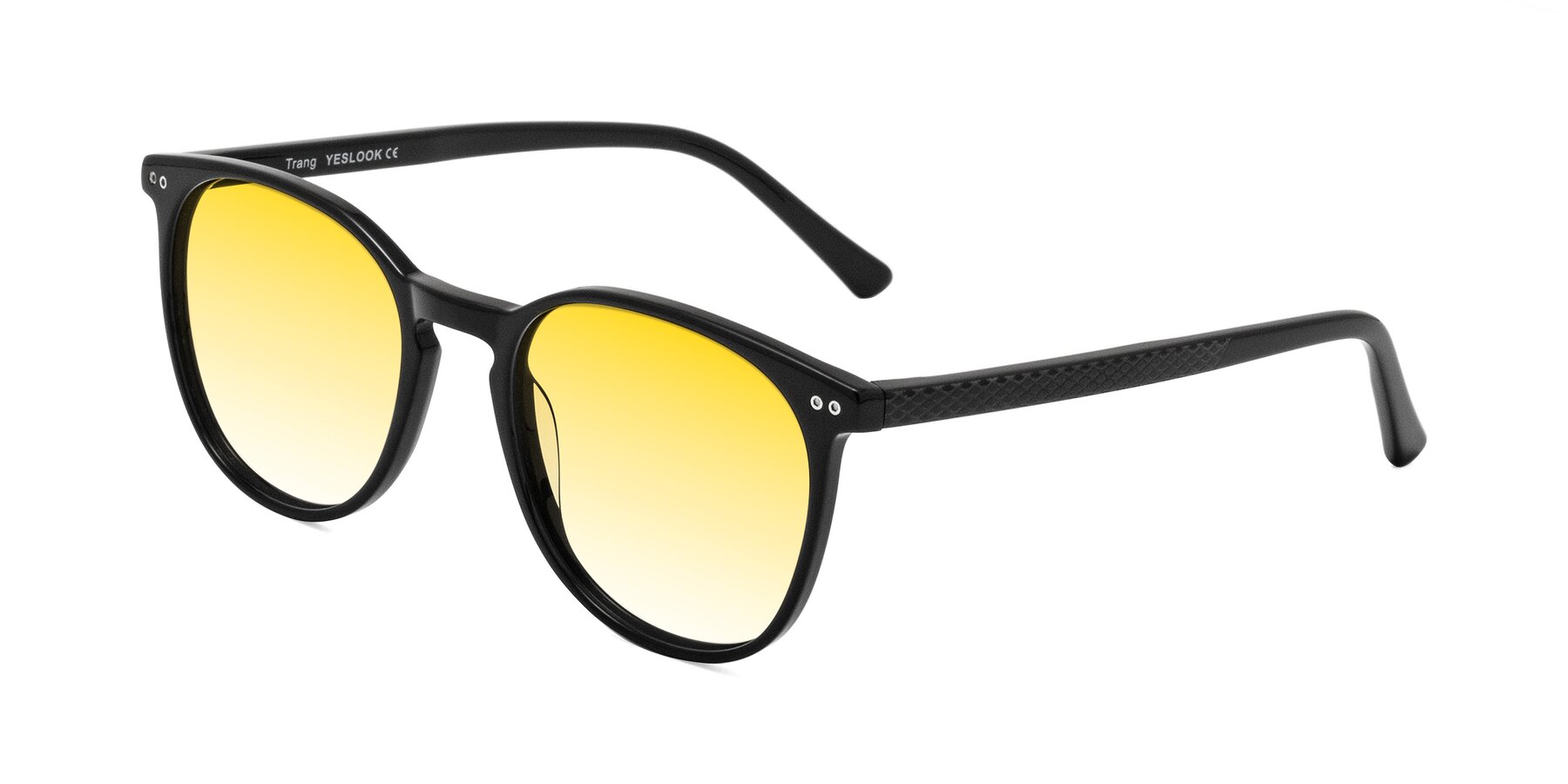 Angle of Trang in Black with Yellow Gradient Lenses