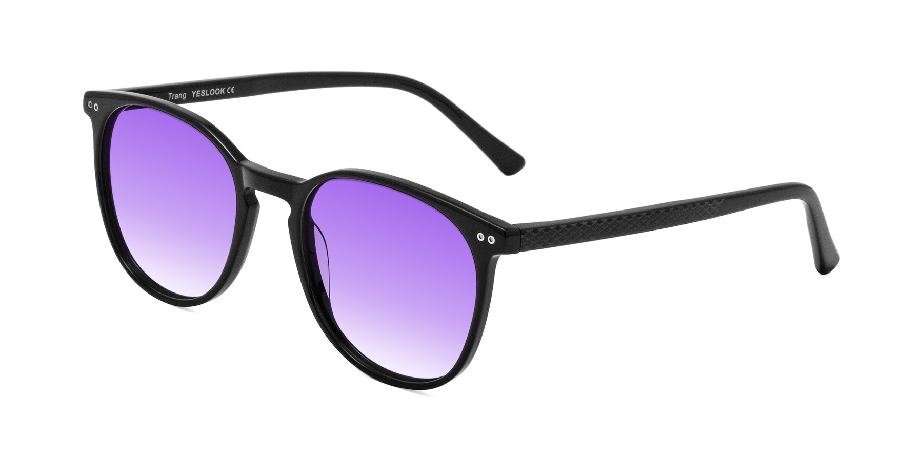 Angle of Trang in Black with Purple Gradient Lenses